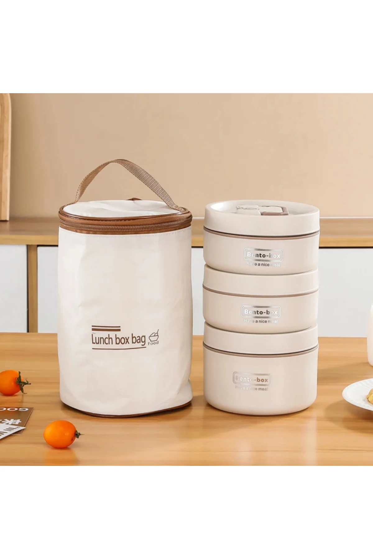 Yalıtımlı Termos Çantalı Paslanmaz 3 Bölmeli 3 Litre Yemek Saklama Kabı Sefer Tası Gıda