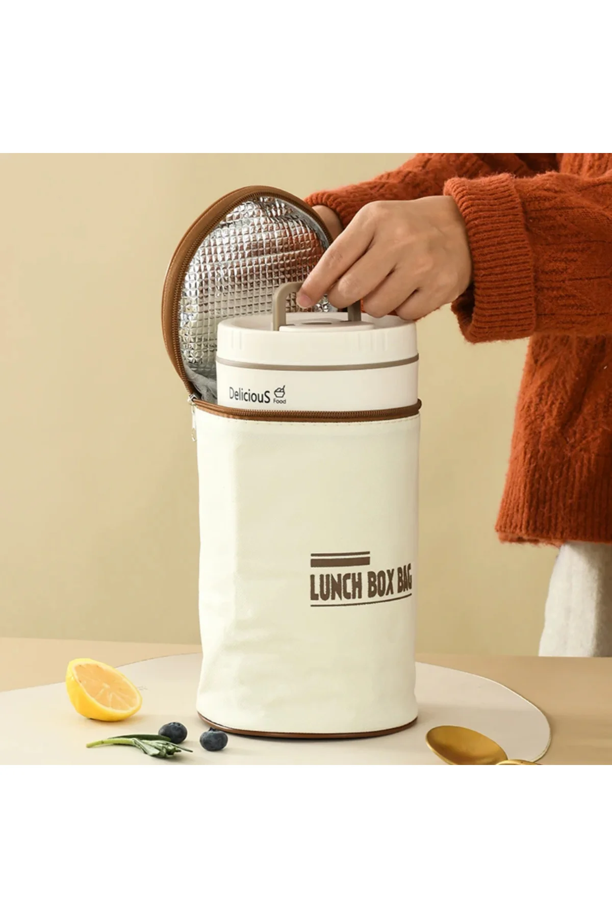 Yalıtımlı Termos Çantalı Paslanmaz 3 Bölmeli 3 Litre Yemek Saklama Kabı Sefer Tası Gıda