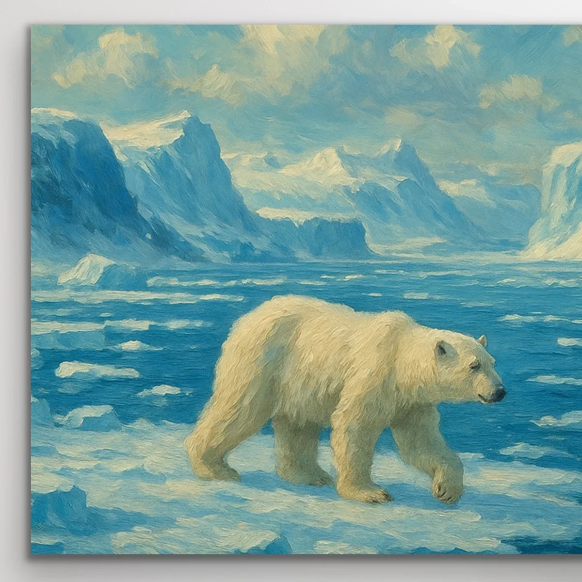 Yalnız Kutup Ayısı Kanvas Tablo 60x120cm - Çerçevesiz Duvar Dekorasyonu