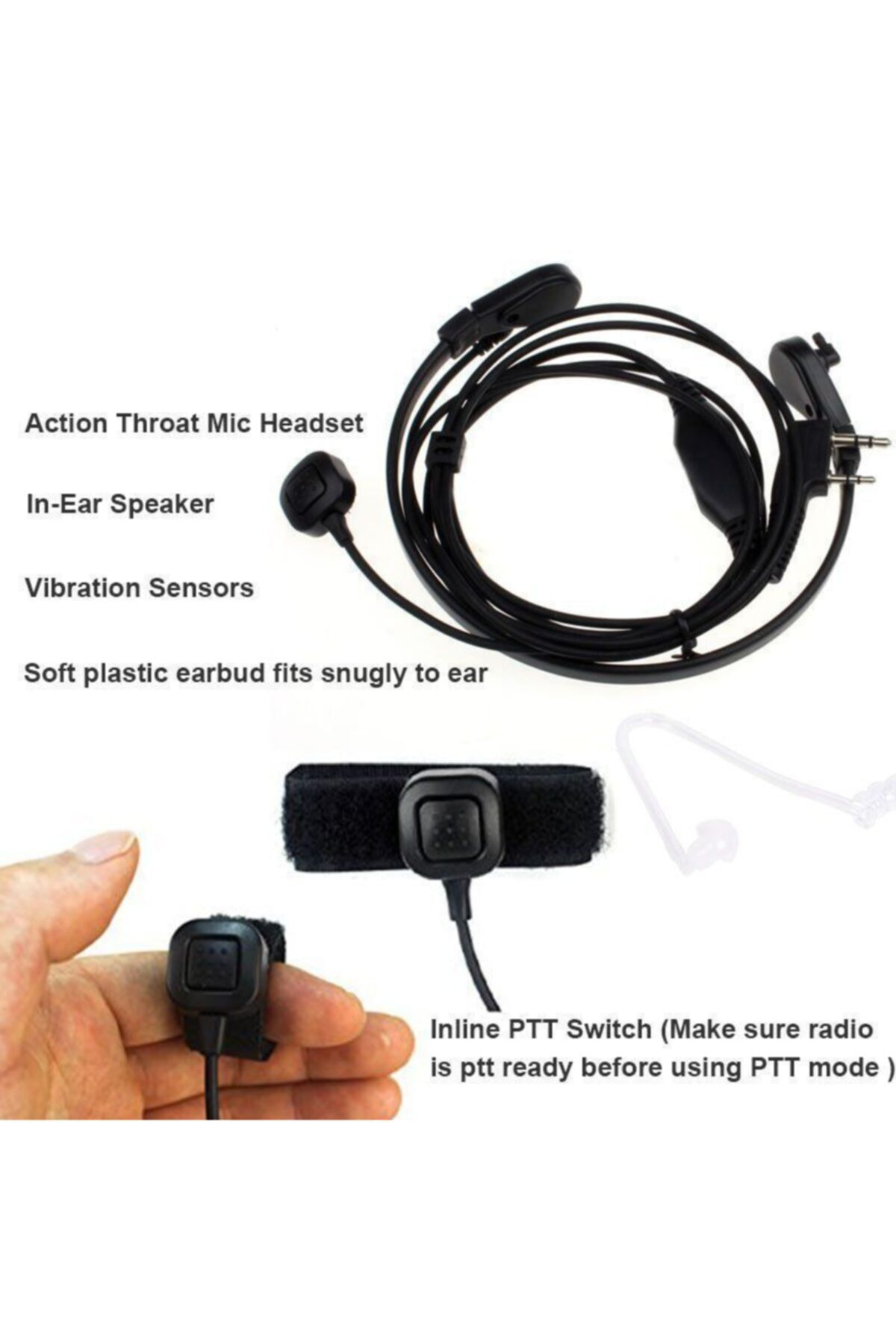 Yamaç Paraşütü Airsoft Gizli Servis Ajan Tipi Şeffaf Akustik Tels