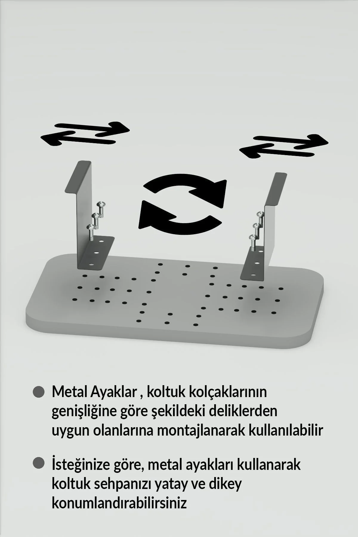 Yan Sehpa Ayarlanabilir Tepsi DİKDÖRTGEN Dekoratif Modern Yatay D
