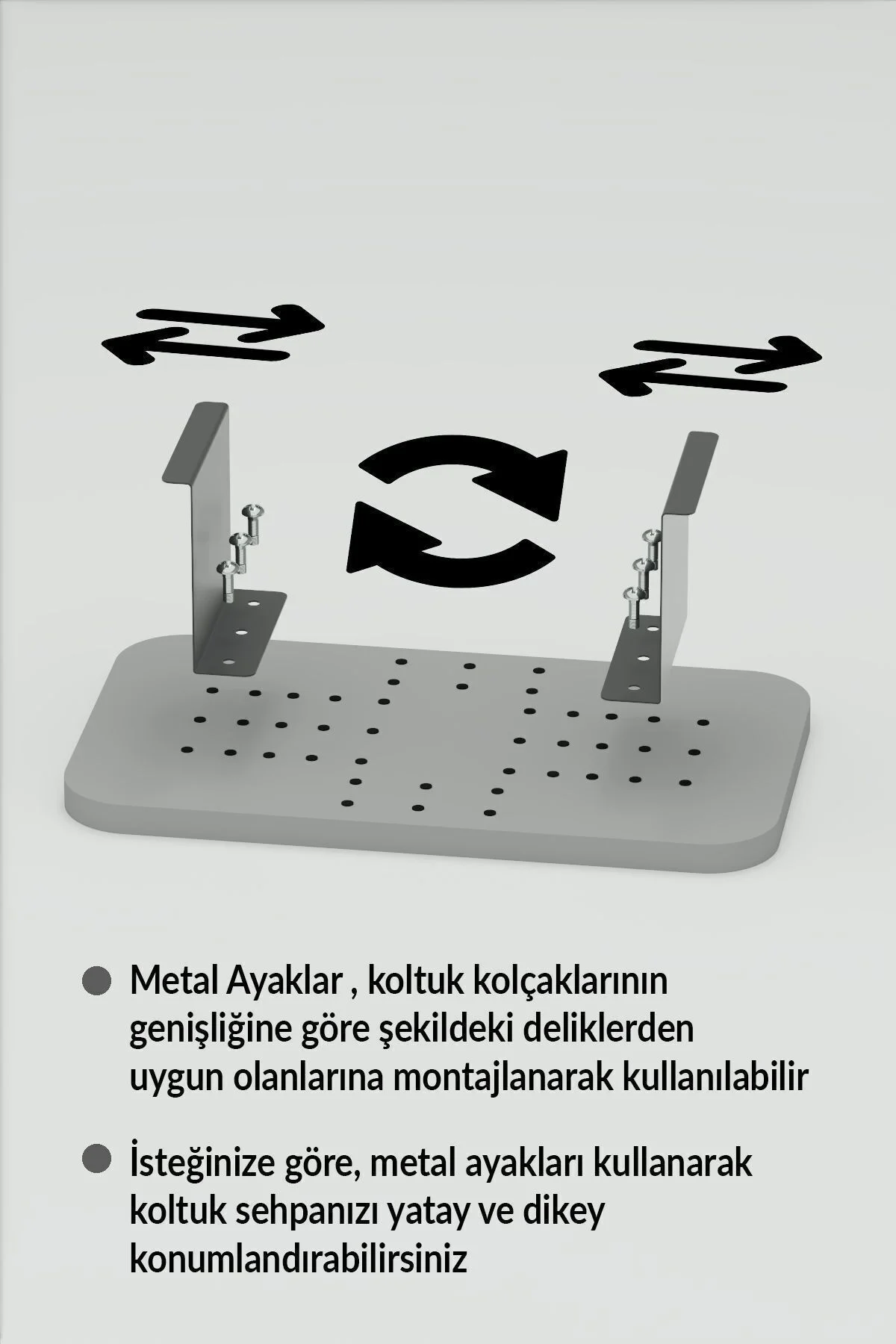 Yan Sehpa Ayarlanabilir Tepsi DİKDÖRTGEN Dekoratif Modern Yatay D