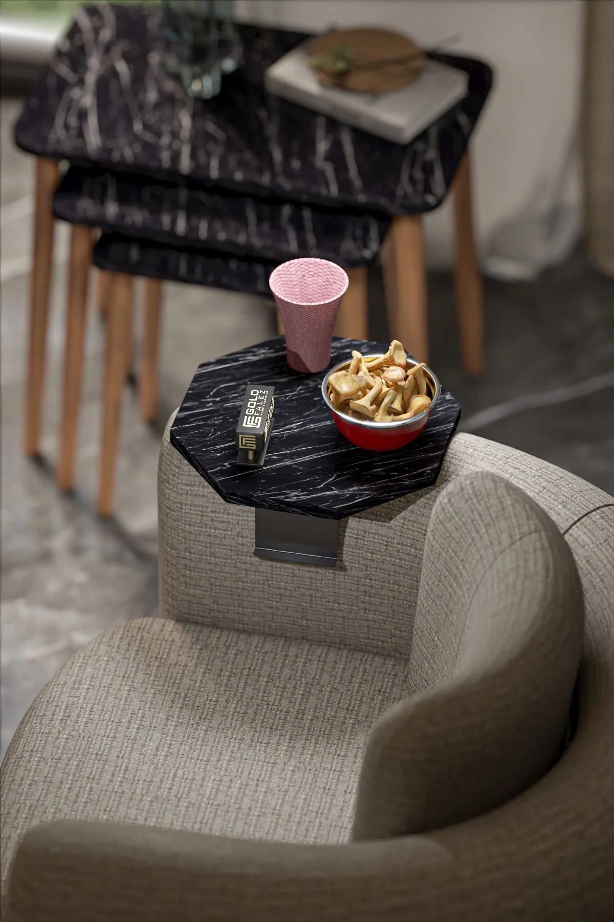 Yan Sehpa Ayarlanabilir Tepsi Dekoratif Modern Tepsi SEKİZGEN Ben