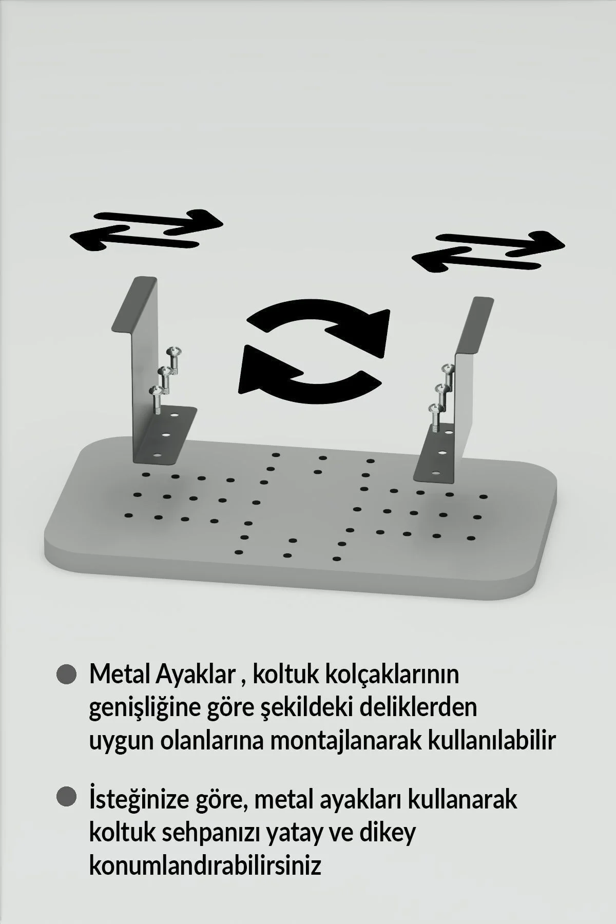 Yan Sehpa Ayarlanabilir Tepsi DİKDÖRTGEN Dekoratif Modern Yatay D