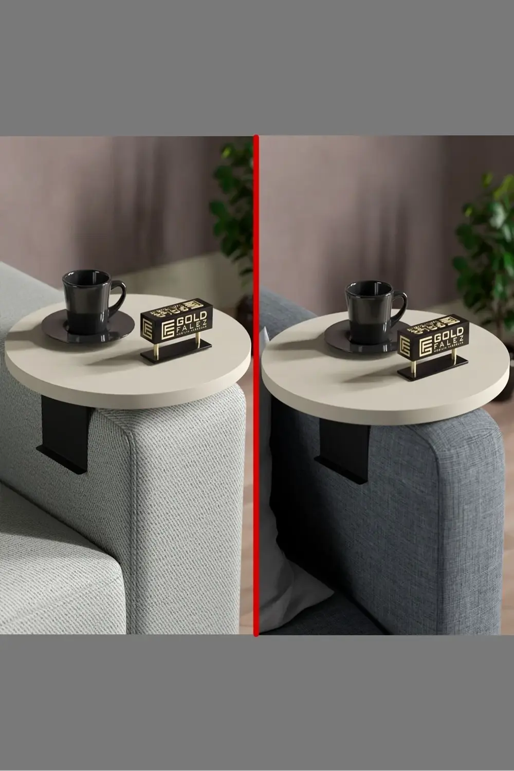 Yan Sehpa Ayarlanabilir Tepsi Dekoratif Modern Tepsi Krem