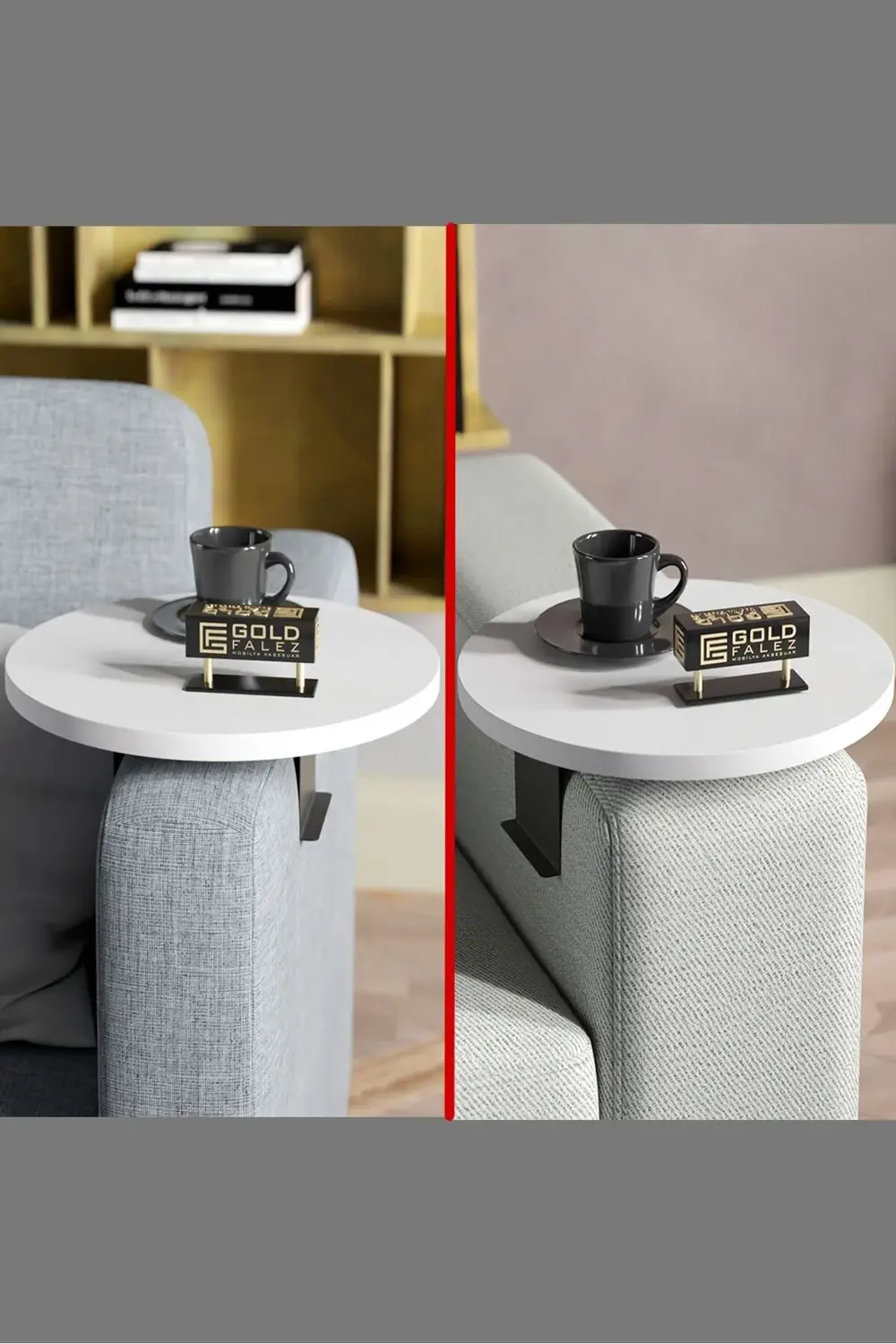 Yan Sehpa Ayarlanabilir Tepsi Dekoratif Modern Tepsi BEYAZ