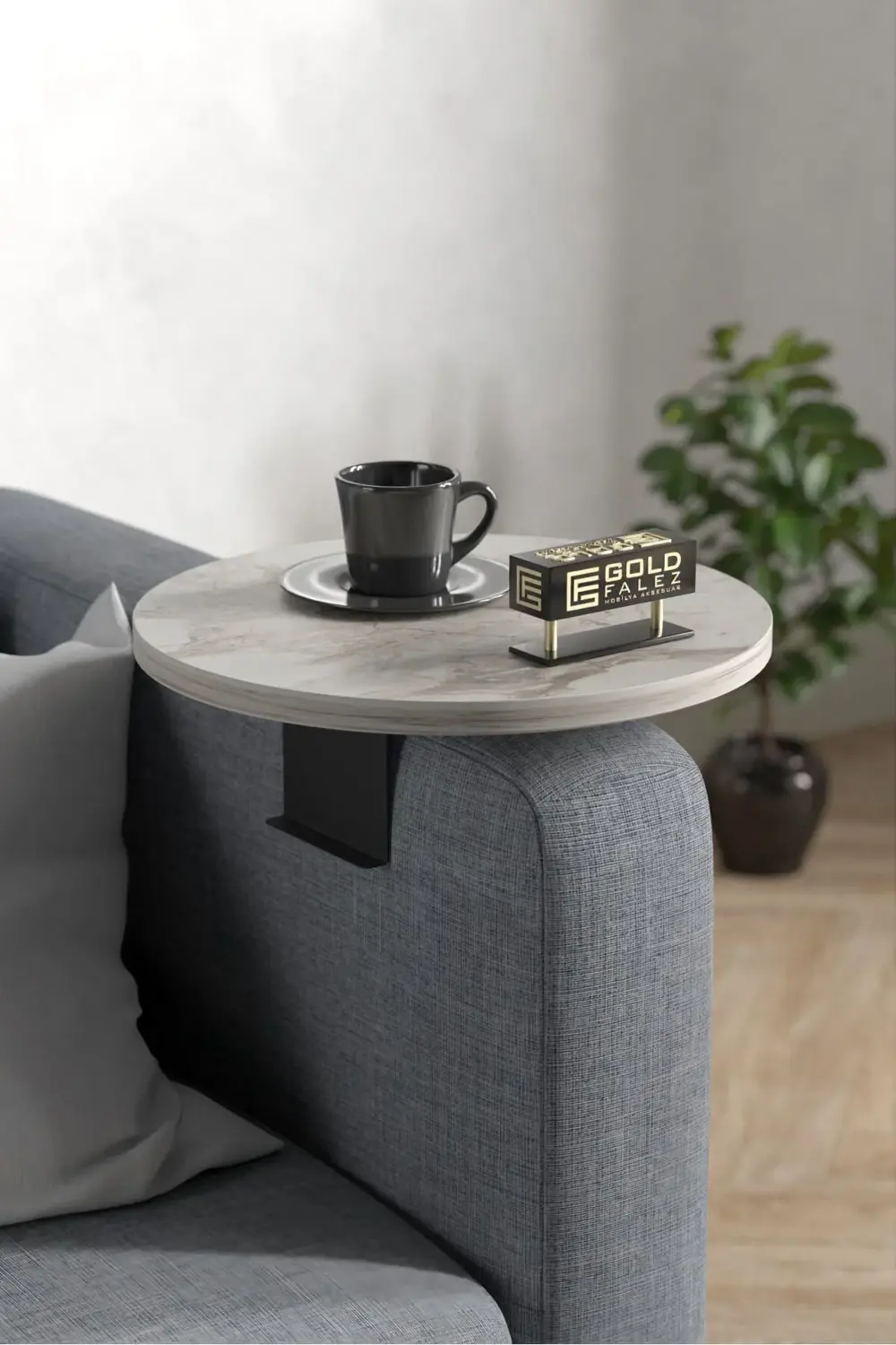 Yan Sehpa Ayarlanabilir Tepsi Dekoratif Modern Tepsi Efes