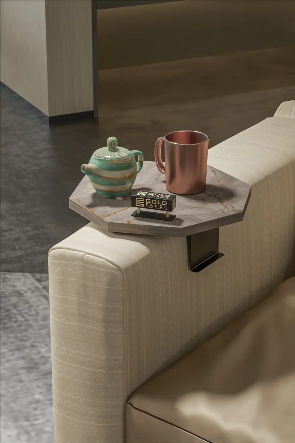 Yan Sehpa Ayarlanabilir Tepsi Dekoratif Modern Tepsi SEKİZGEN Gor