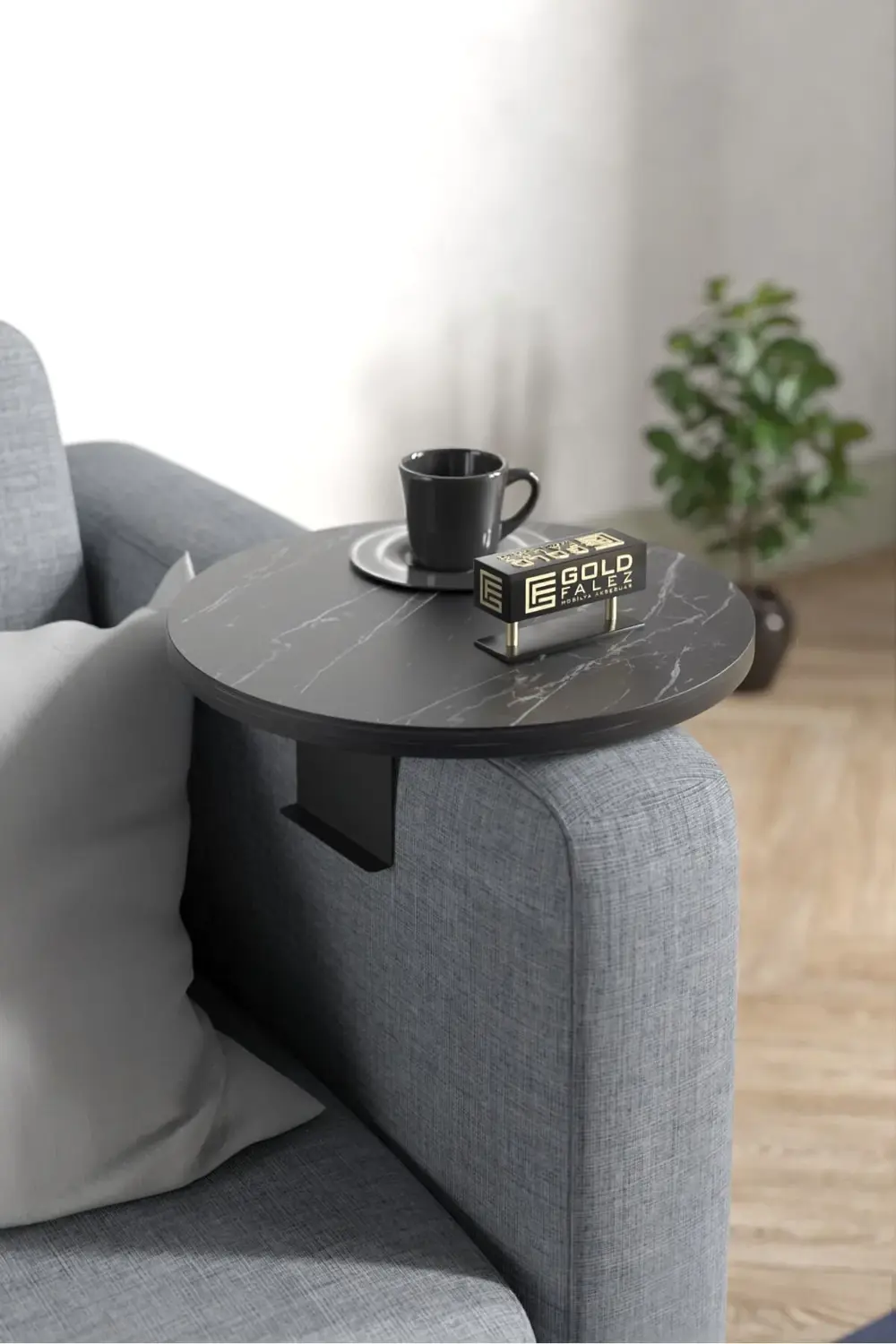 Yan Sehpa Ayarlanabilir Tepsi Dekoratif Modern Tepsi Bendir