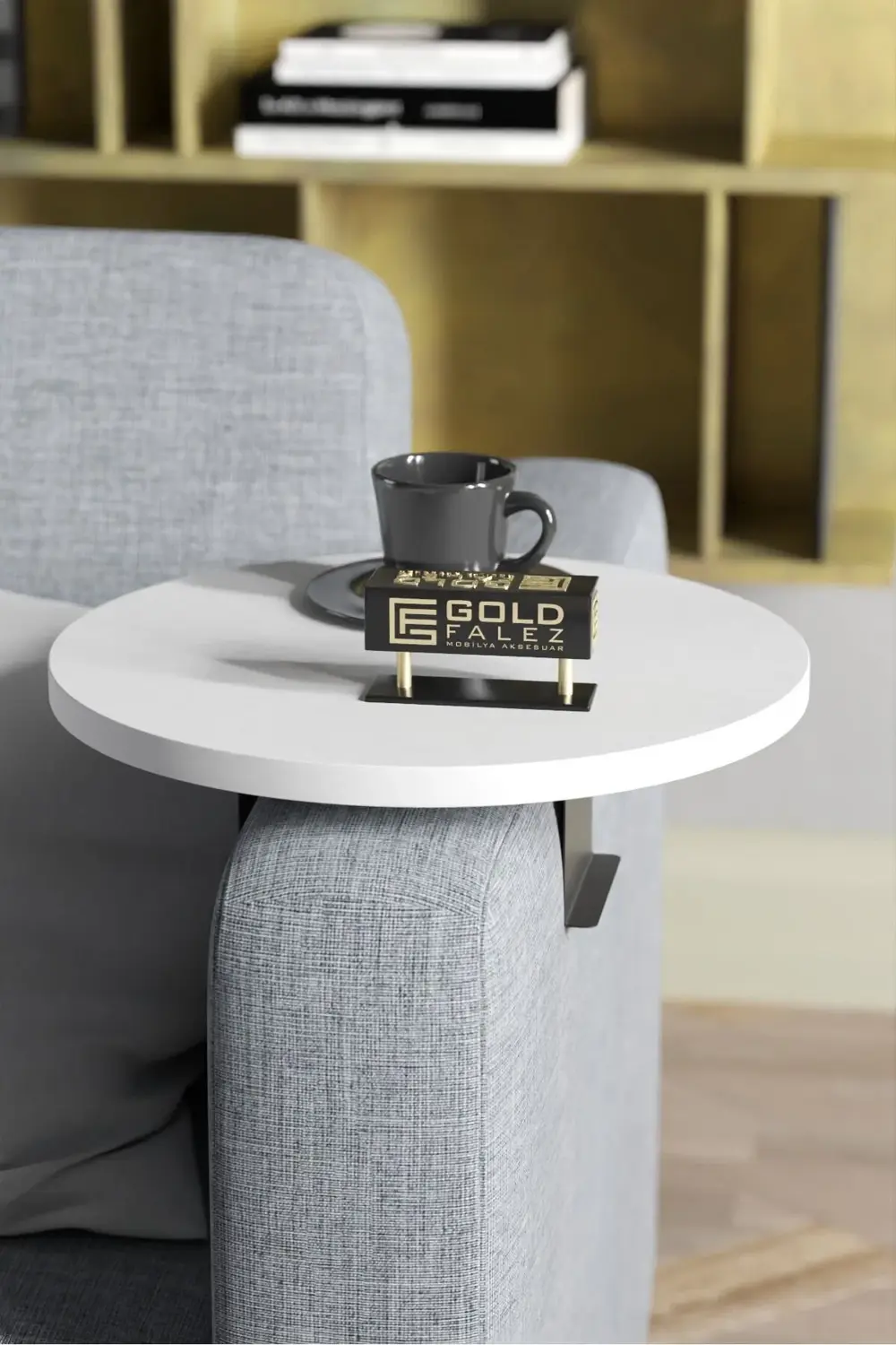 Yan Sehpa Ayarlanabilir Tepsi Dekoratif Modern Tepsi BEYAZ