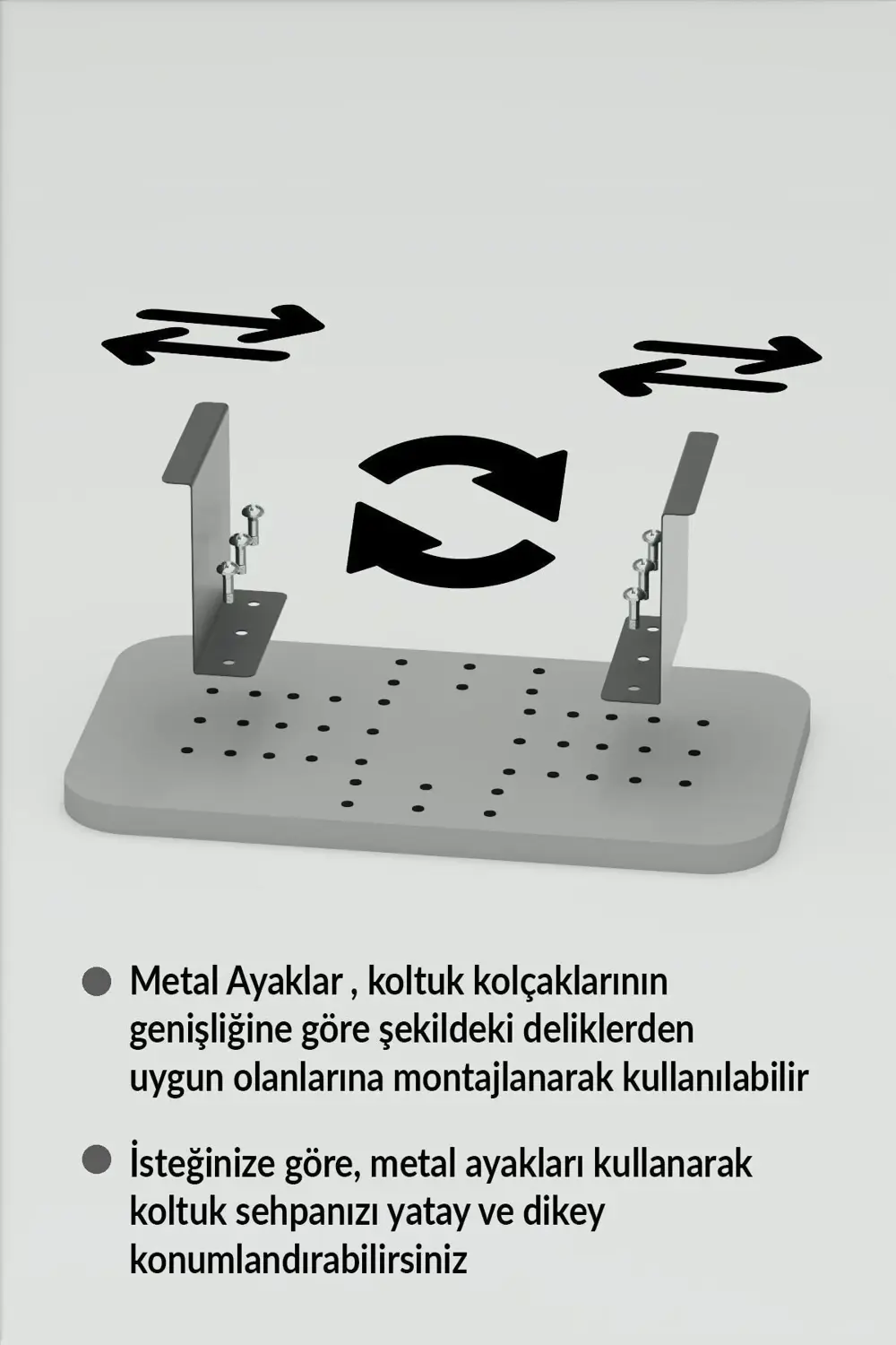 Yan Sehpa Ayarlanabilir Tepsi DİKDÖRTGEN Dekoratif Modern Yatay D