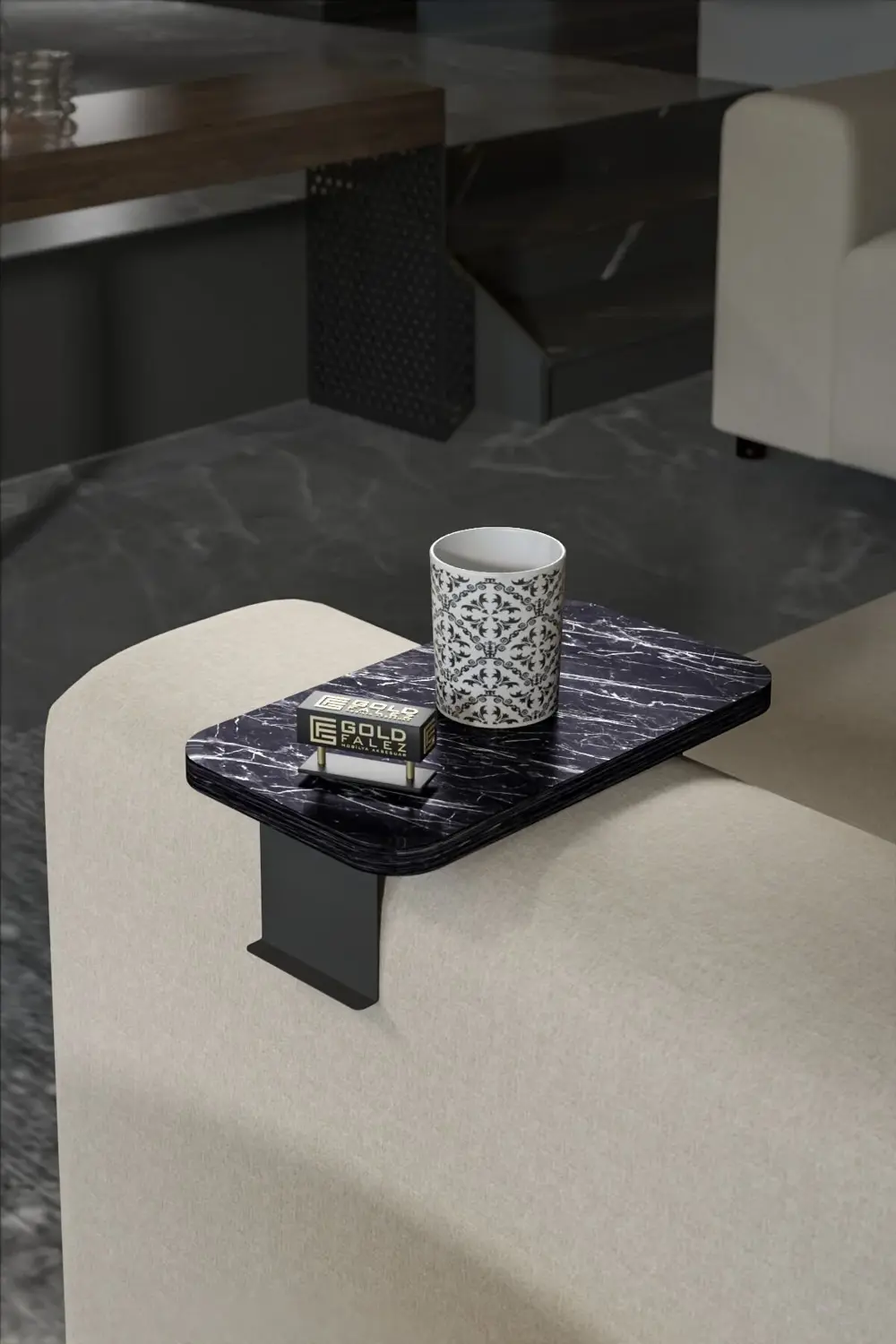 Yan Sehpa Ayarlanabilir Tepsi DİKDÖRTGEN Dekoratif Modern Yatay D