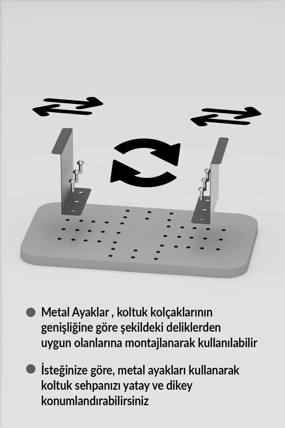 Yan Sehpa Ayarlanabilir Tepsi DİKDÖRTGEN Dekoratif Modern Yatay D