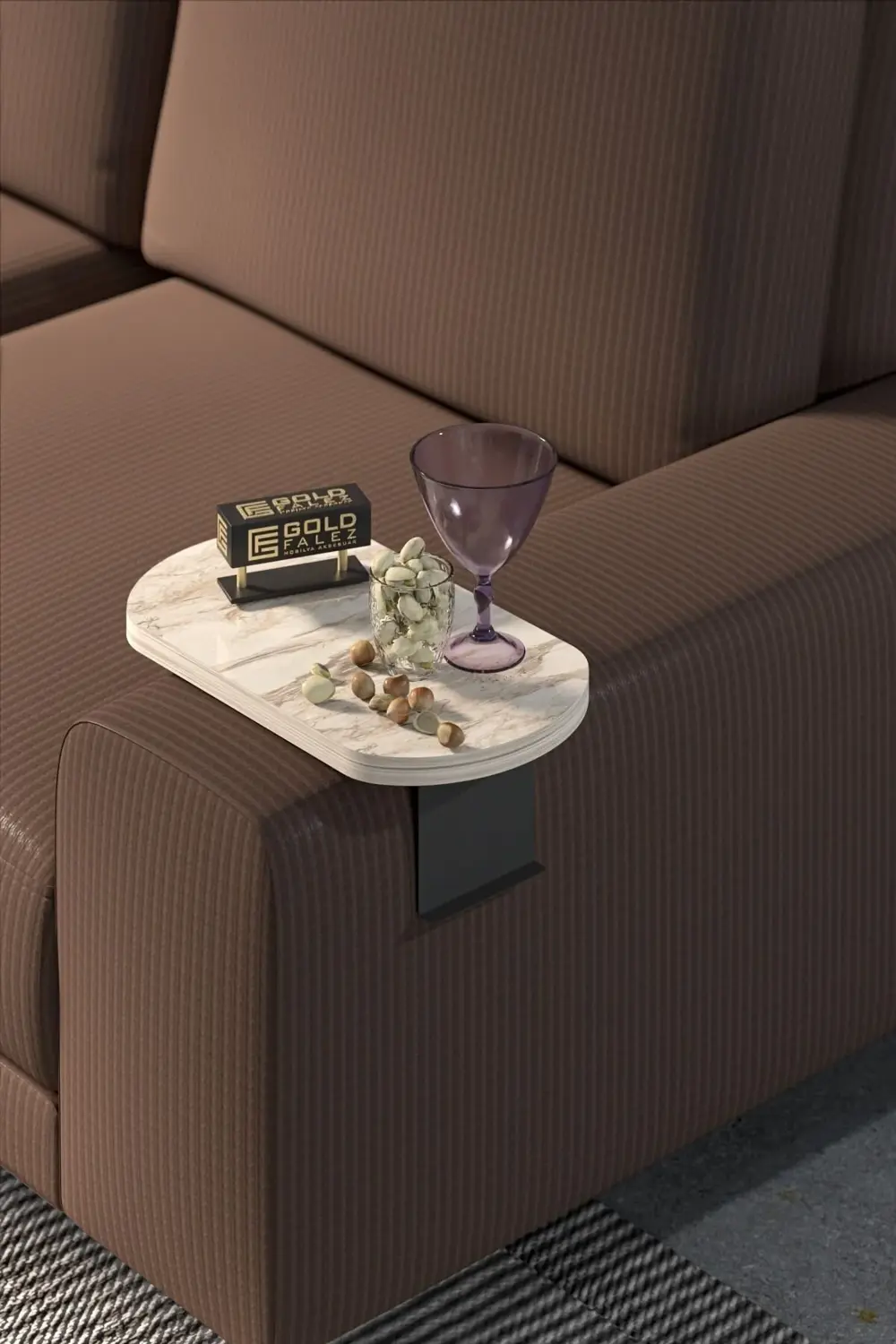 Yan Sehpa Ayarlanabilir Tepsi OVAL Dekoratif Modern Yatay Dikey K