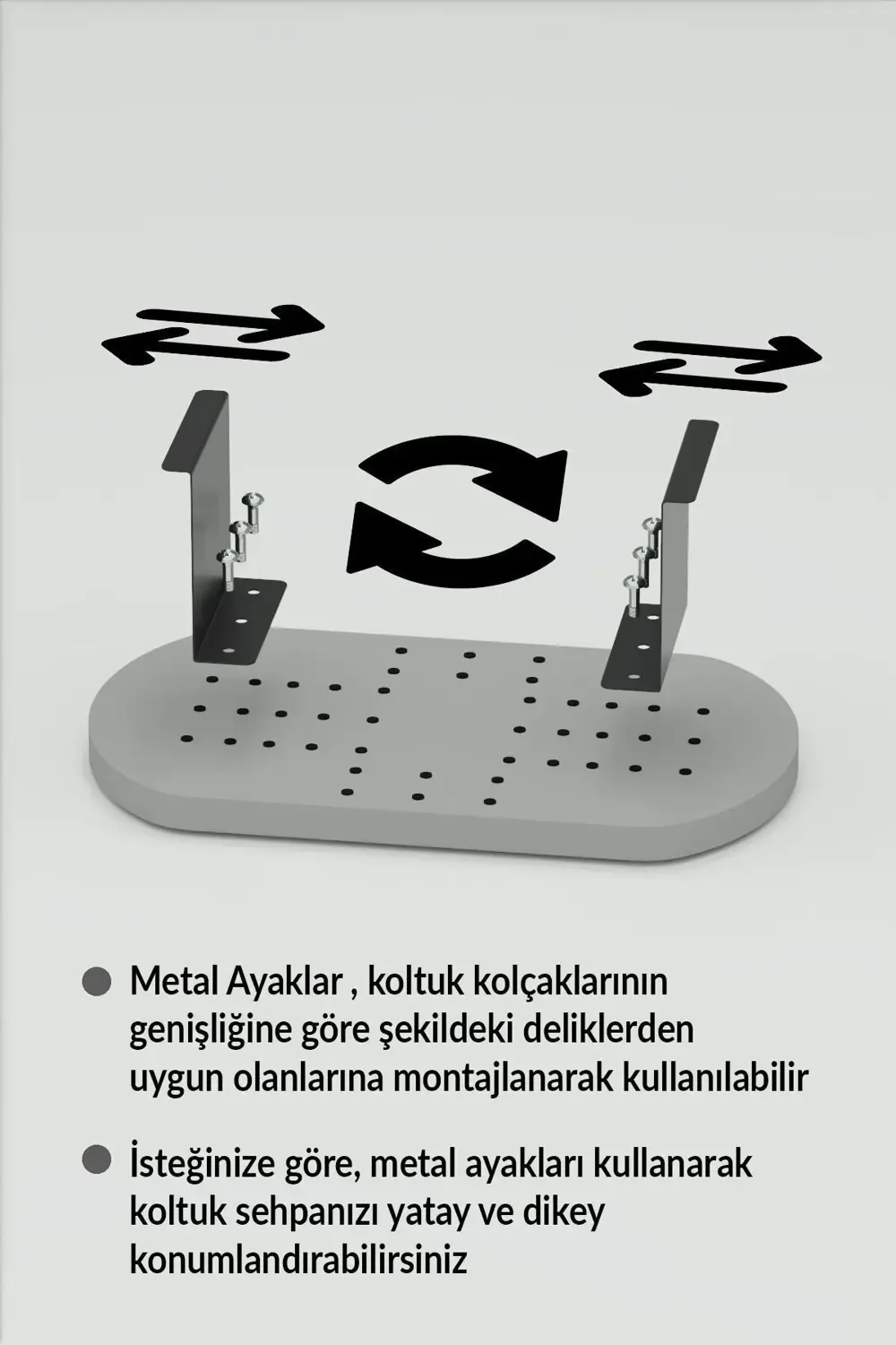 Yan Sehpa Ayarlanabilir Tepsi OVAL Dekoratif Modern Yatay Dikey K