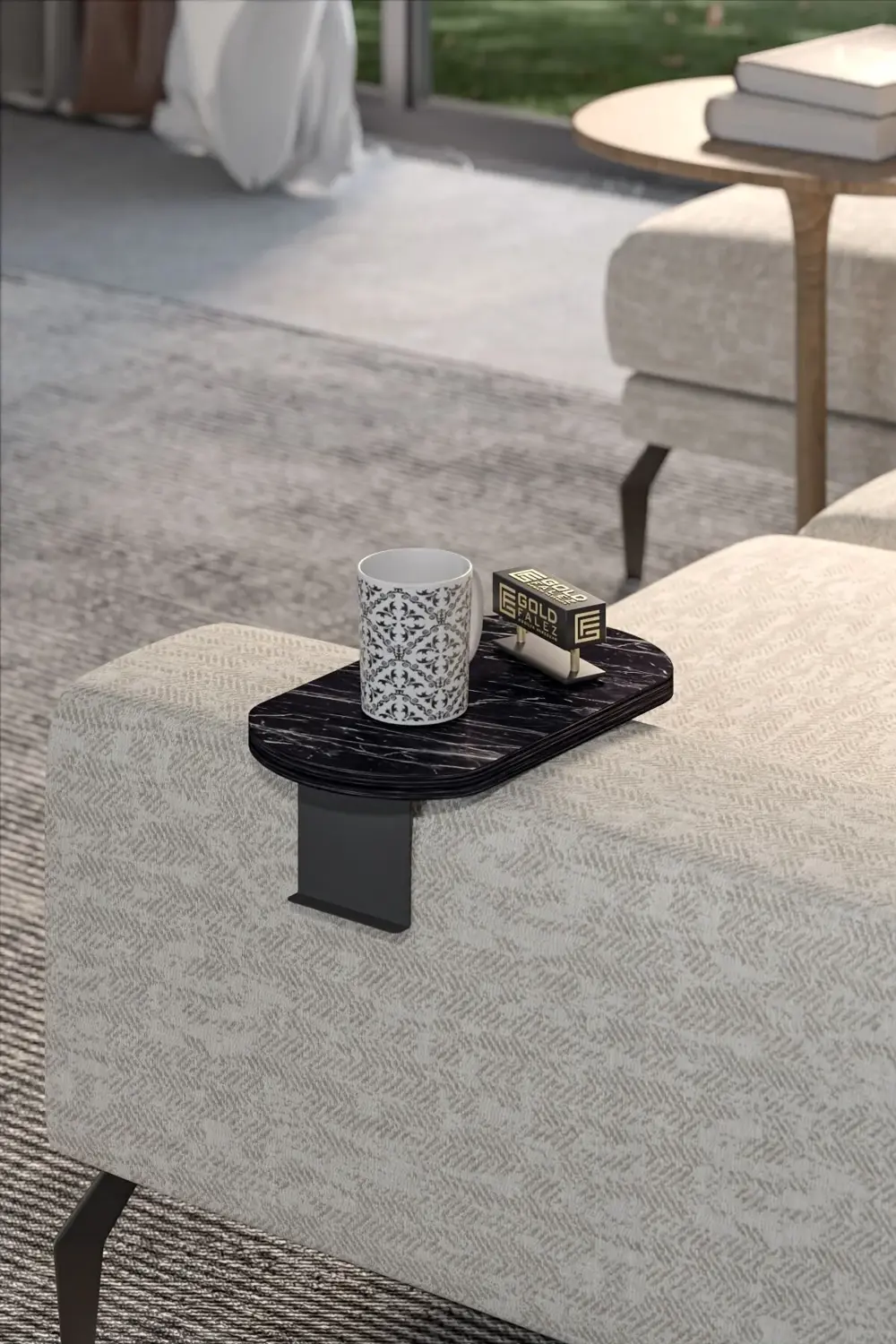 Yan Sehpa Ayarlanabilir Tepsi OVAL Dekoratif Modern Yatay Dikey K