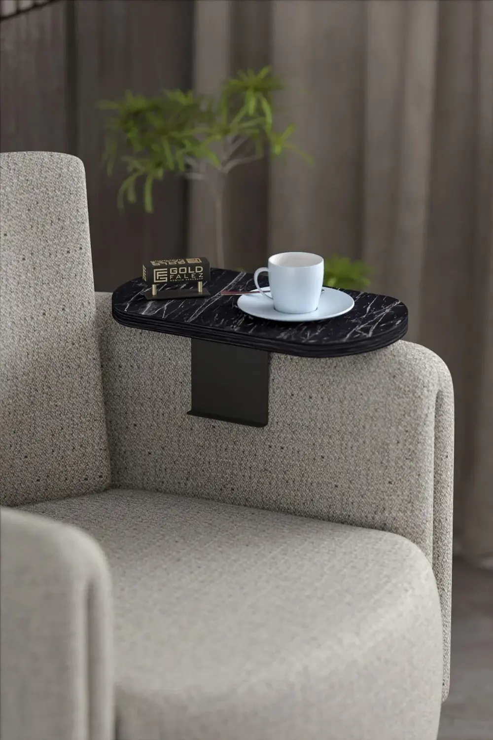 Yan Sehpa Ayarlanabilir Tepsi OVAL Dekoratif Modern Yatay Dikey K