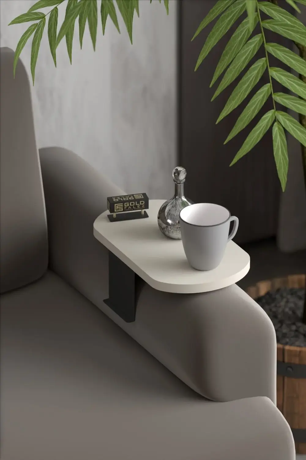 Yan Sehpa Ayarlanabilir Tepsi OVAL Dekoratif Modern Yatay Dikey K