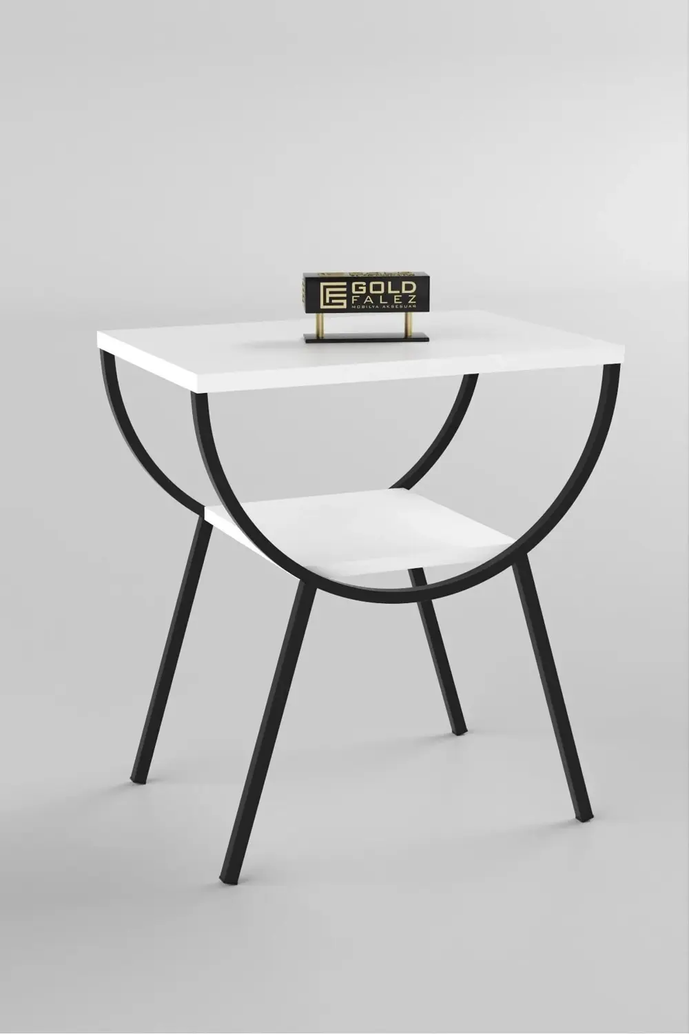 Yan Sehpa Komodin Metal Ayak BEYAZ