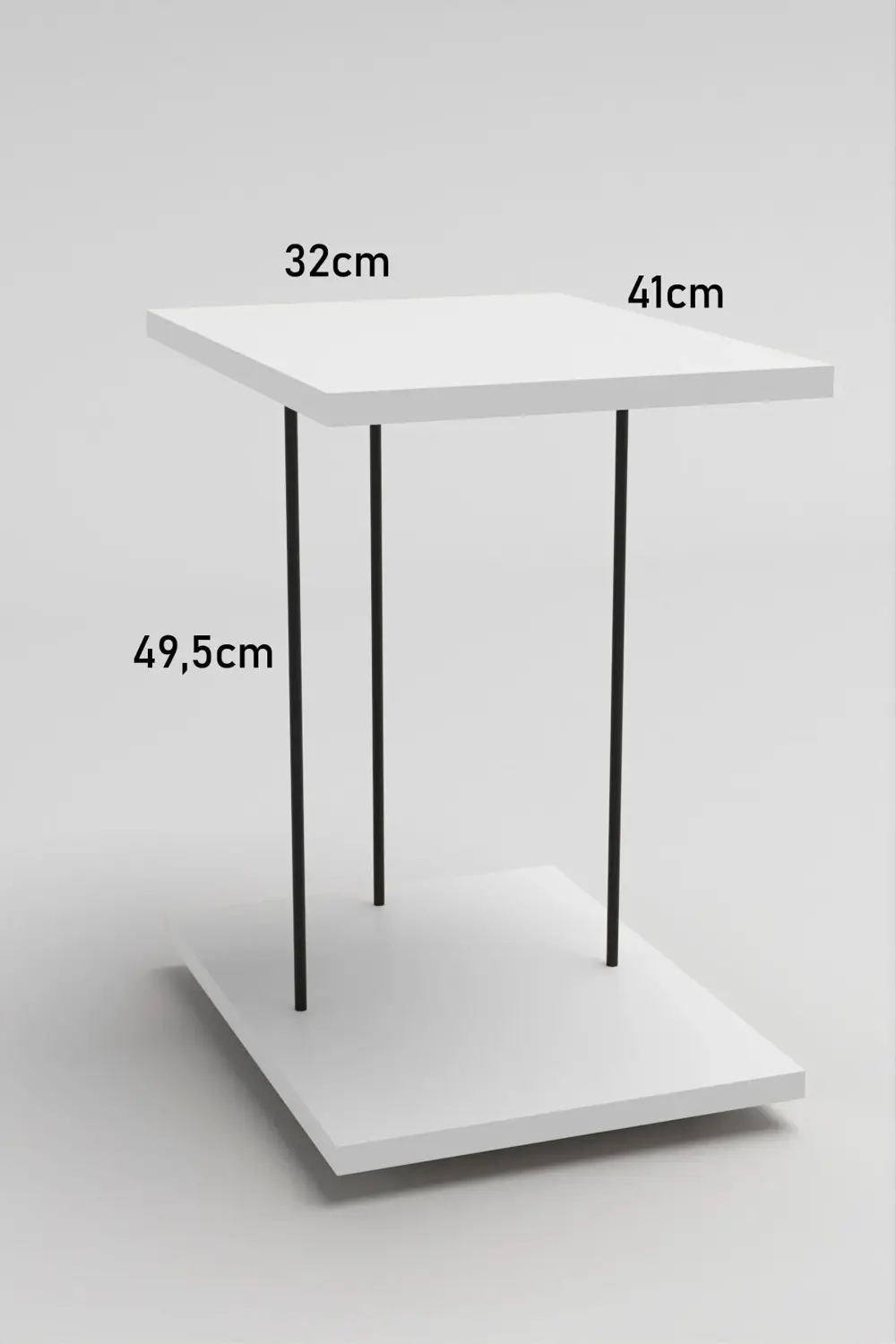 Yan Sehpa Tekerlekli Servis Sehpası HND Dikdörtgen Beyaz