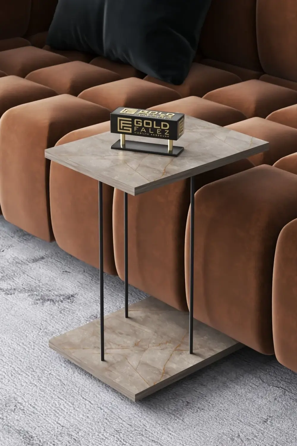 Yan Sehpa Tekerlekli Servis Sehpası HND Dikdörtgen Gordion