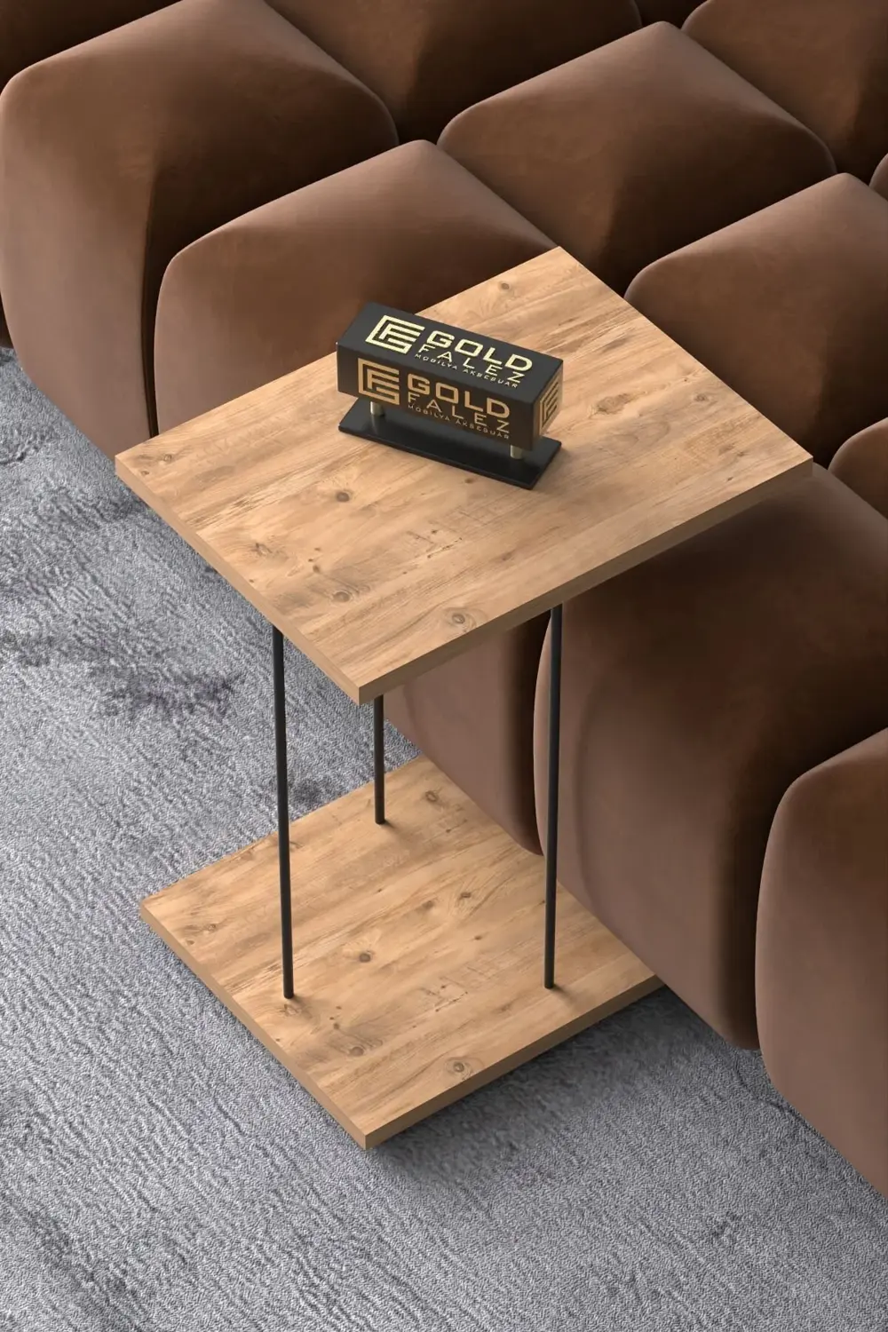 Yan Sehpa Tekerlekli Servis Sehpası HND Dikdörtgen Atlantik çam