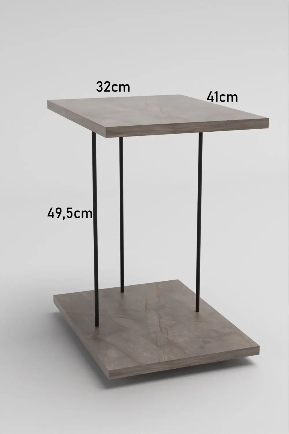 Yan Sehpa Tekerlekli Servis Sehpası HND Dikdörtgen Gordion