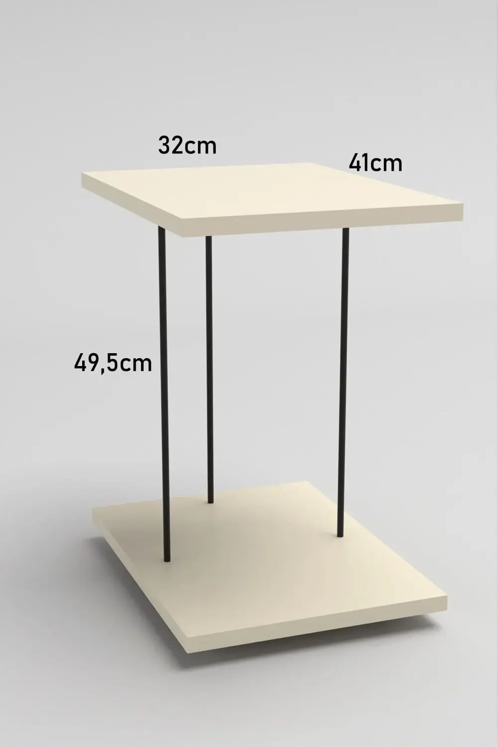 Yan Sehpa Tekerlekli Servis Sehpası HND Dikdörtgen Krem
