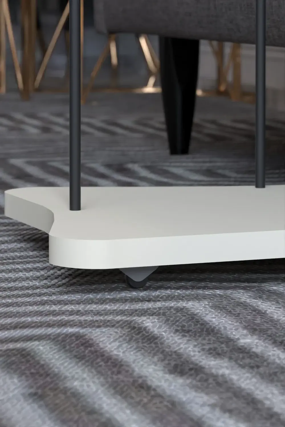 Yan Sehpa Tekerlekli Servis Sehpası HND Krem