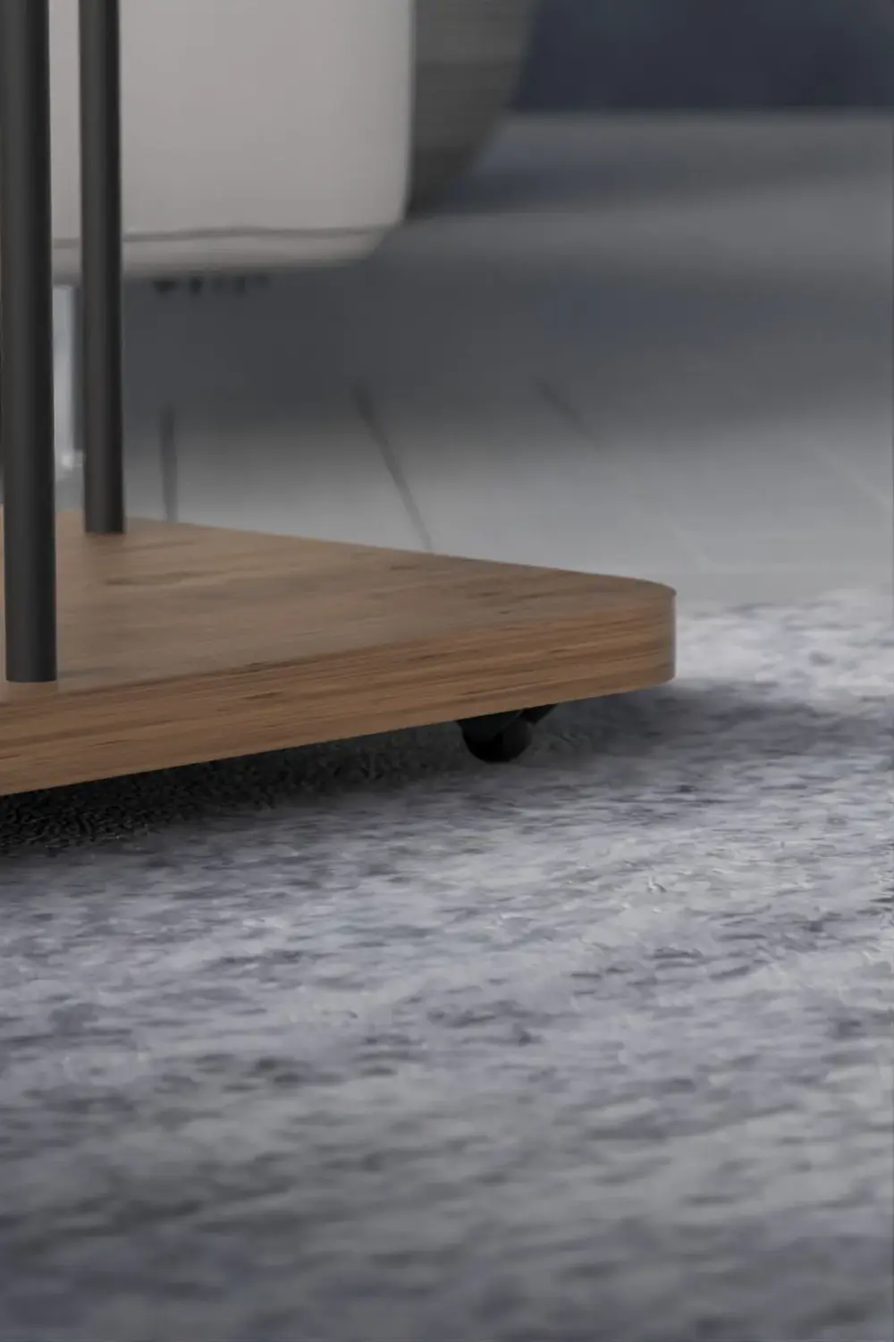 Yan Sehpa Tekerlekli Servis Sehpası HND Oval Atlantik Çam