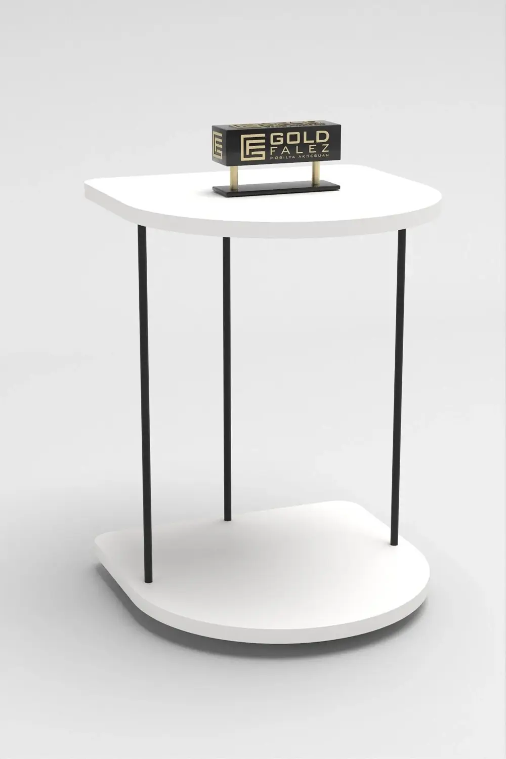 Yan Sehpa Tekerlekli Servis Sehpası HND Oval Beyaz