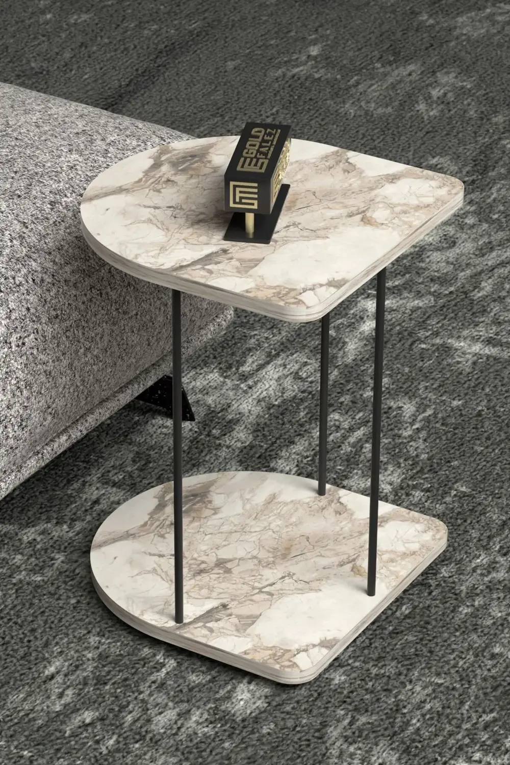 Yan Sehpa Tekerlekli Servis Sehpası Hnd Oval Efes