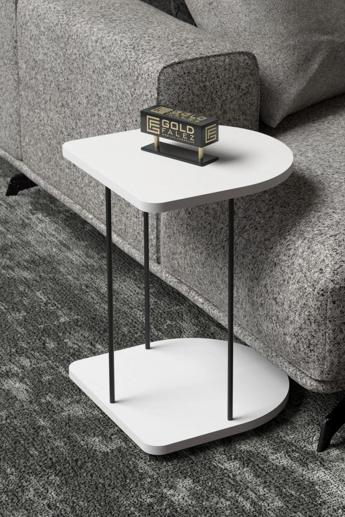 Yan Sehpa Tekerlekli Servis Sehpası HND Oval Beyaz