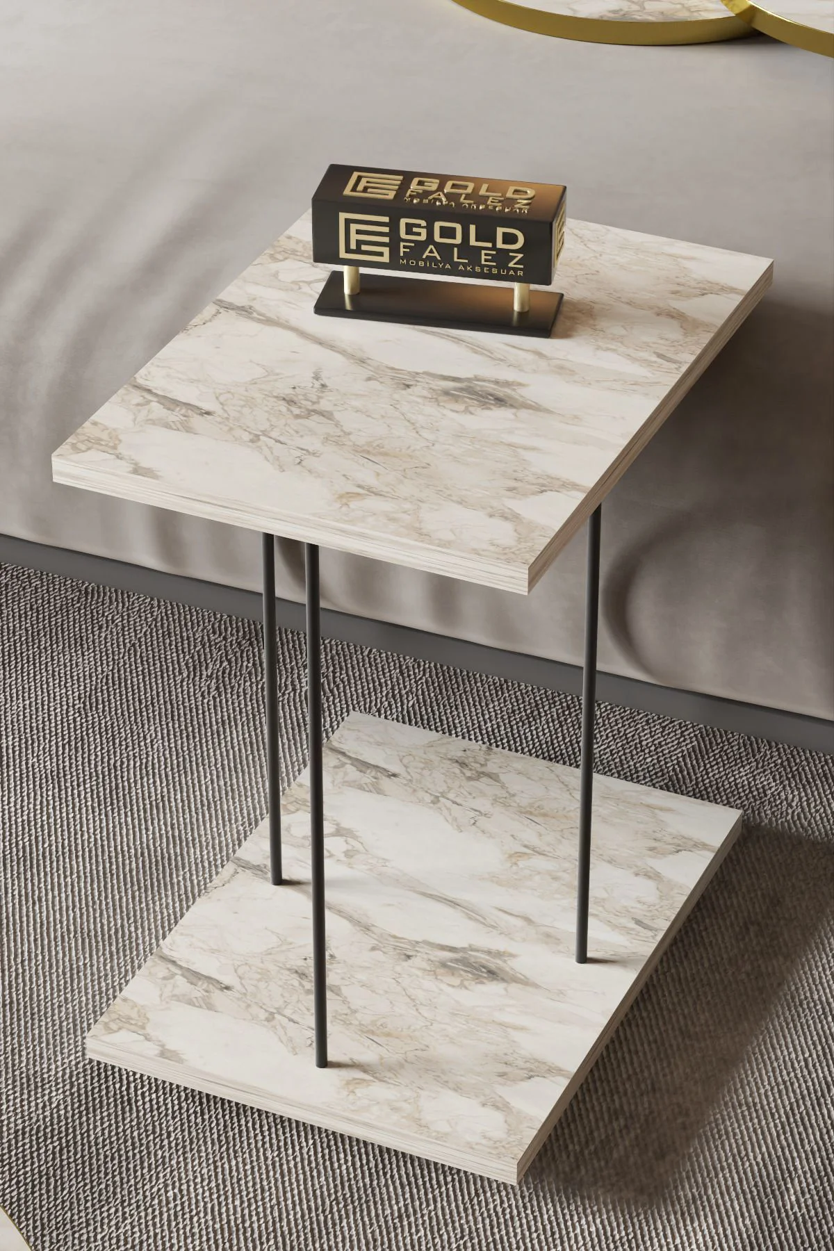 Yan Sehpa Tekerlekli Servis Sehpası HND Dikdörtgen Efes