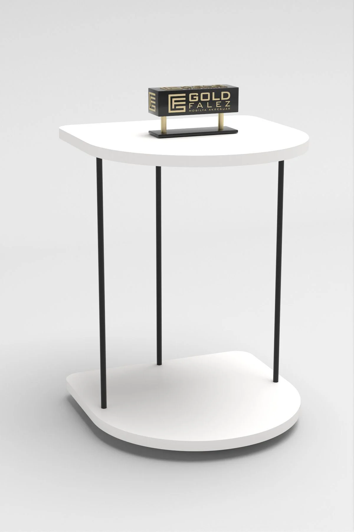 Yan Sehpa Tekerlekli Servis Sehpası HND Oval Beyaz