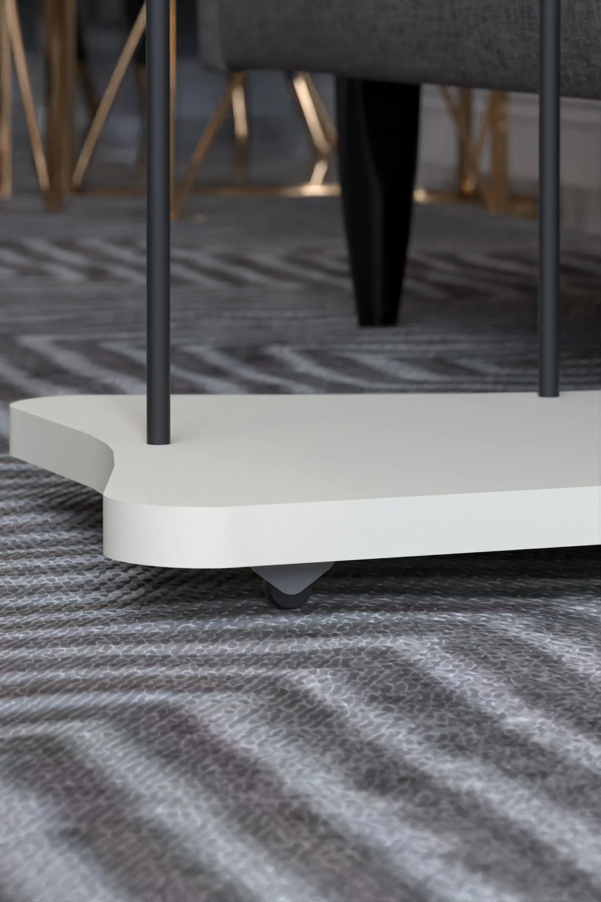 Yan Sehpa Tekerlekli Servis Sehpası HND Krem