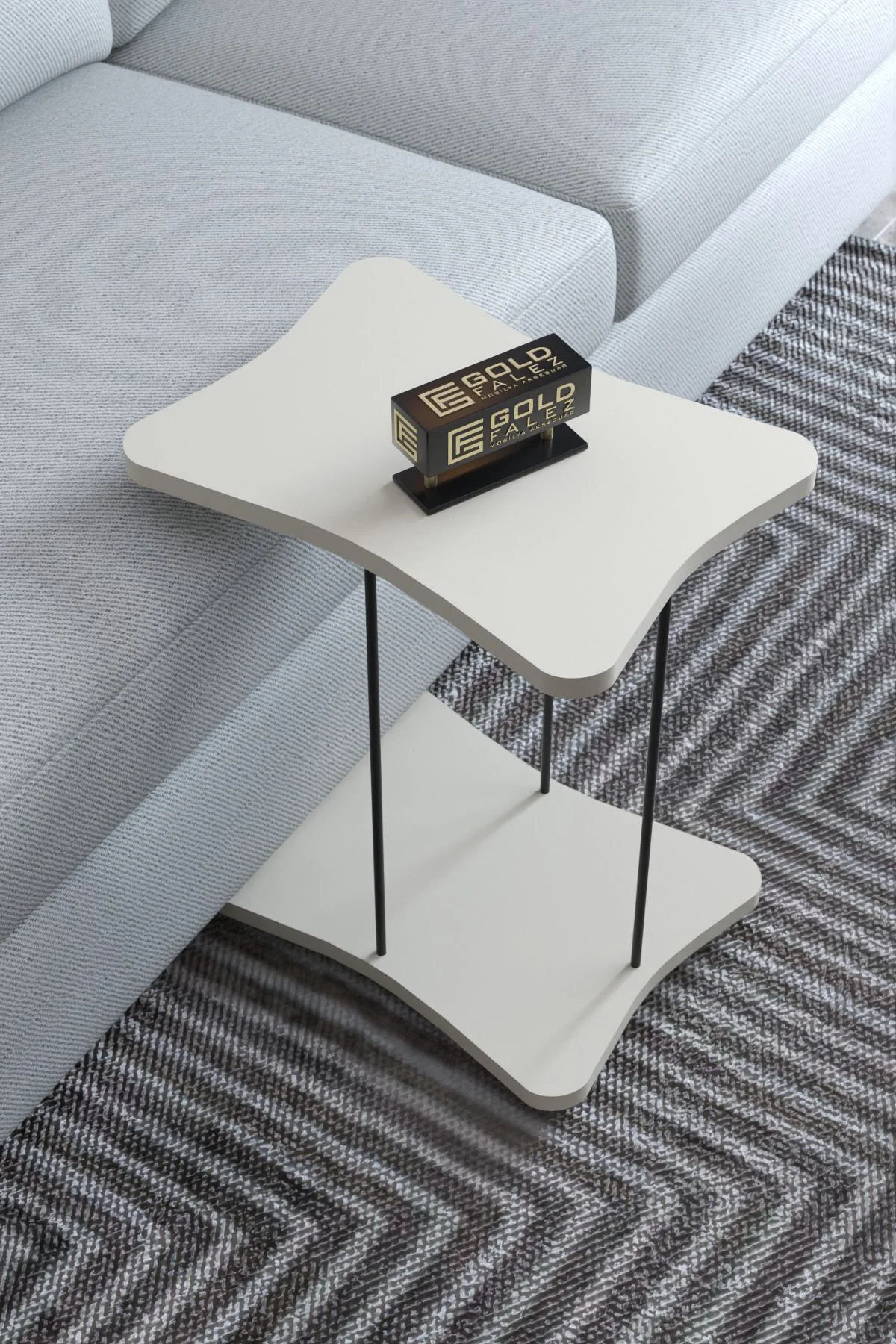 Yan Sehpa Tekerlekli Servis Sehpası HND Krem