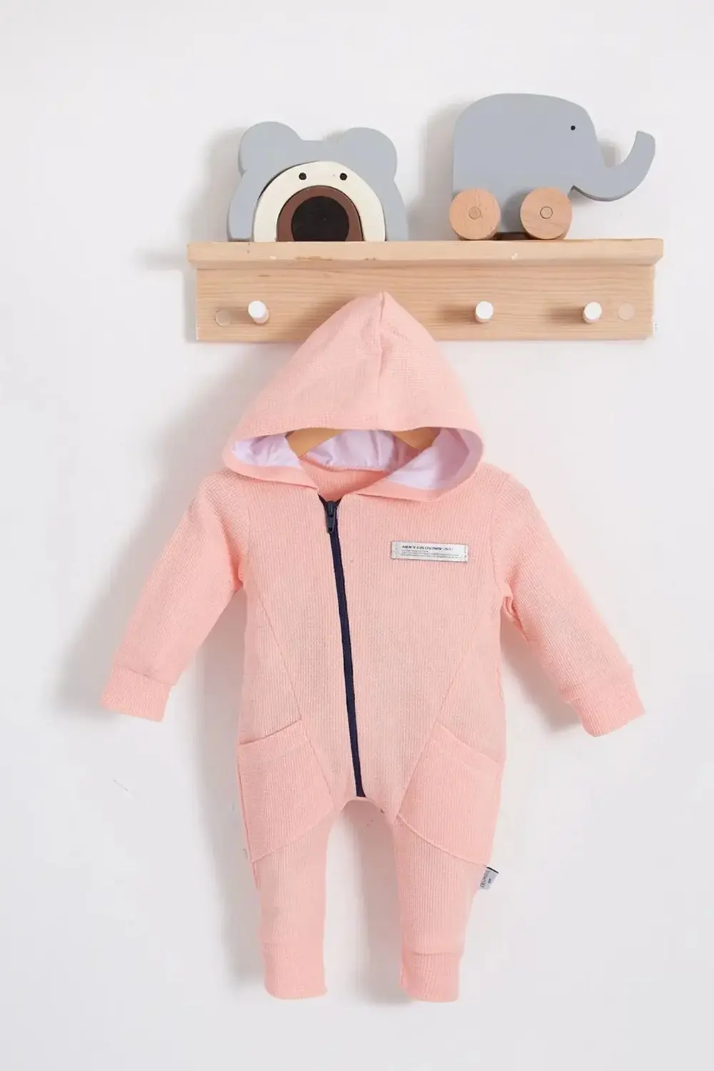 Yandan Cepli Fermuarlı % 100 Pamuk Kız Bebek Tulumu