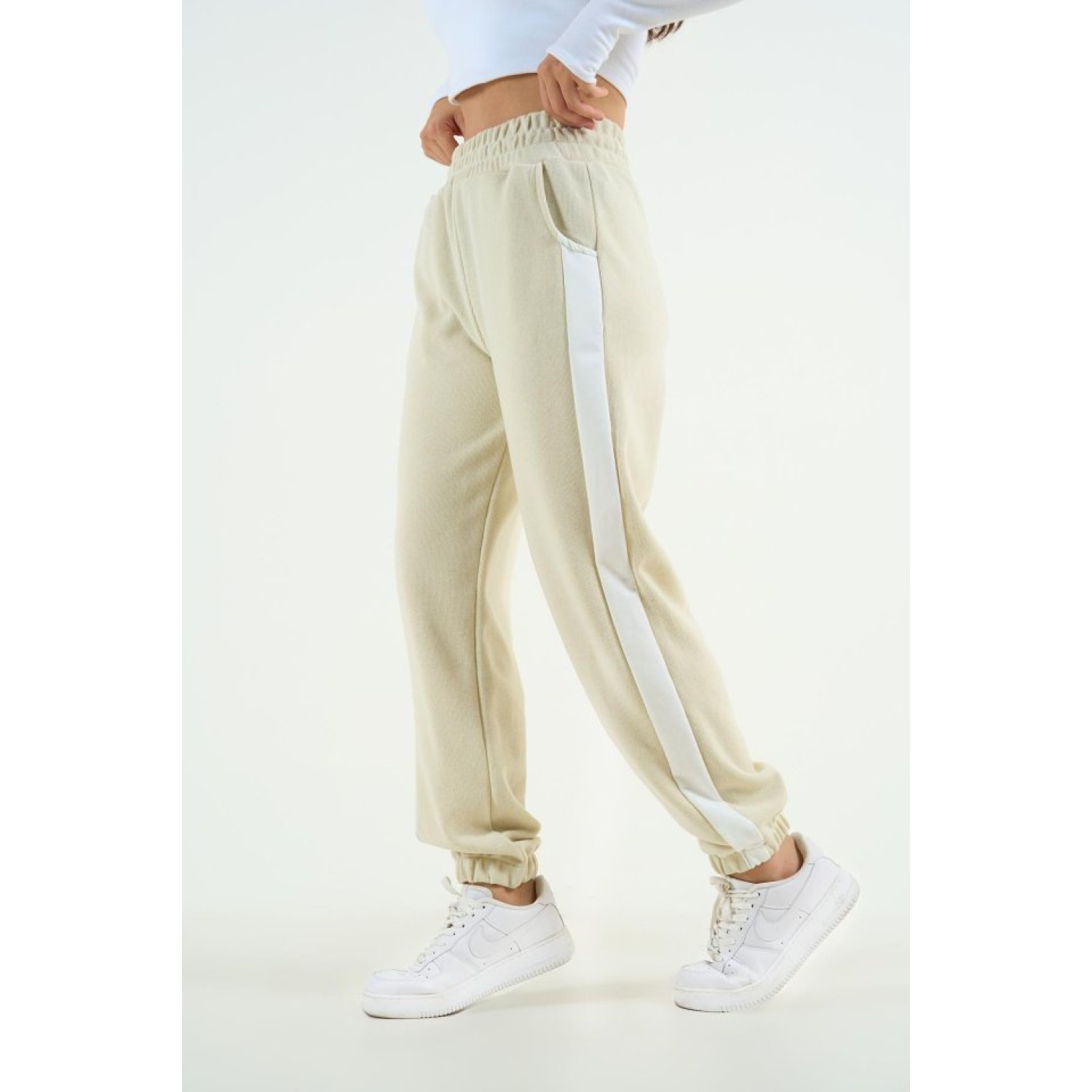 Yandan Kalın Şeritli Eşofman - Kemik