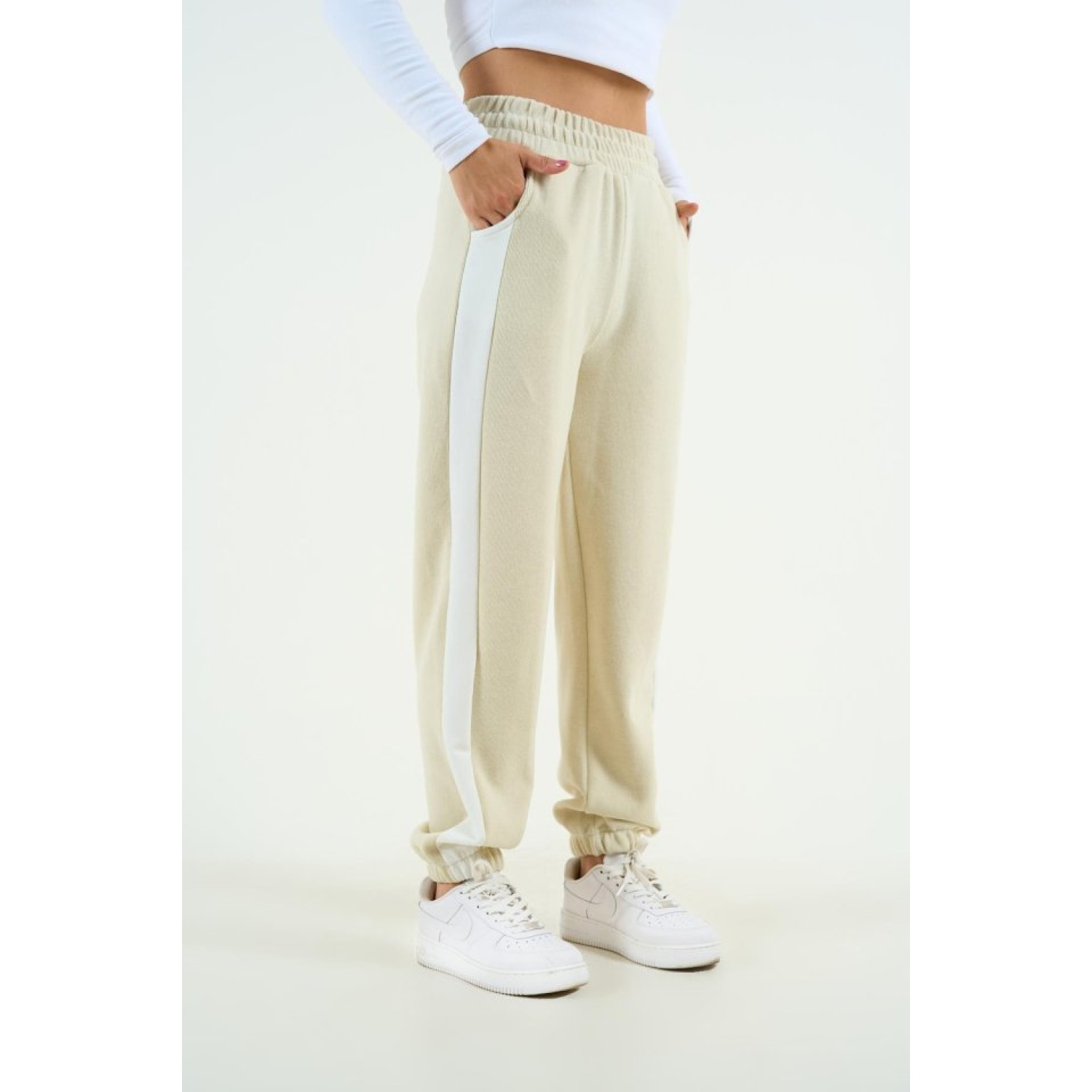 Yandan Kalın Şeritli Eşofman - Kemik