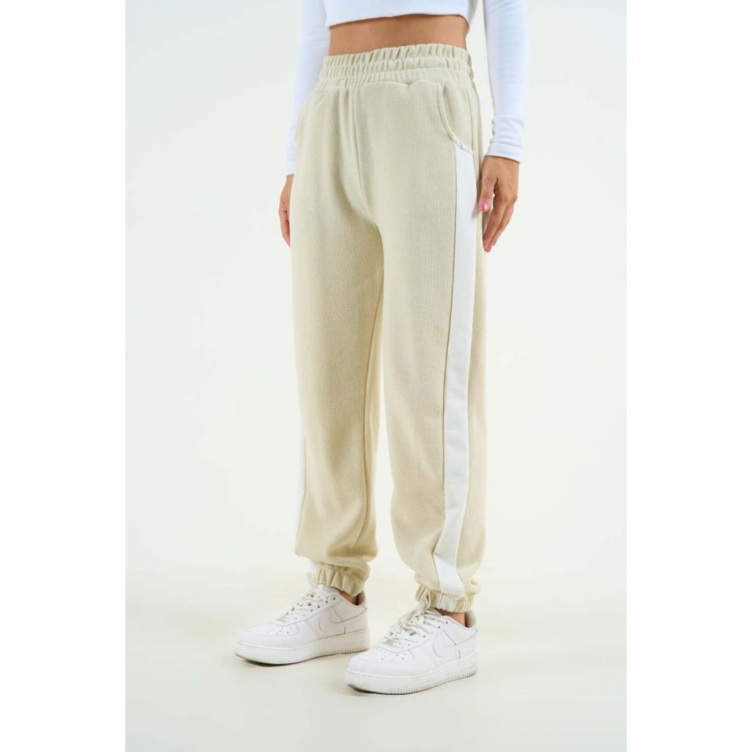 Yandan Kalın Şeritli Eşofman - Kemik