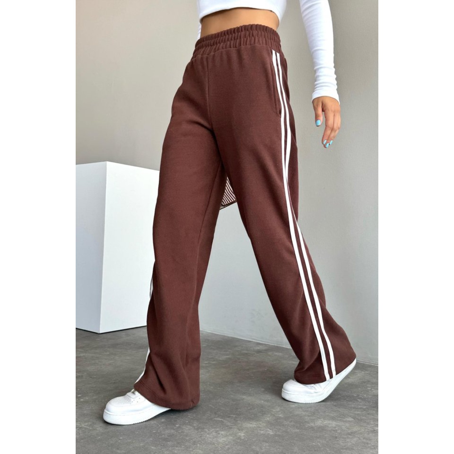 Yandan Şeritli Eşofman - KAHVE Yandan Şeritli Eşofman - KAHVE