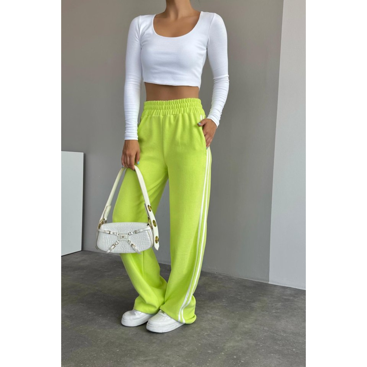 Yandan Şeritli Eşofman - Yeşil