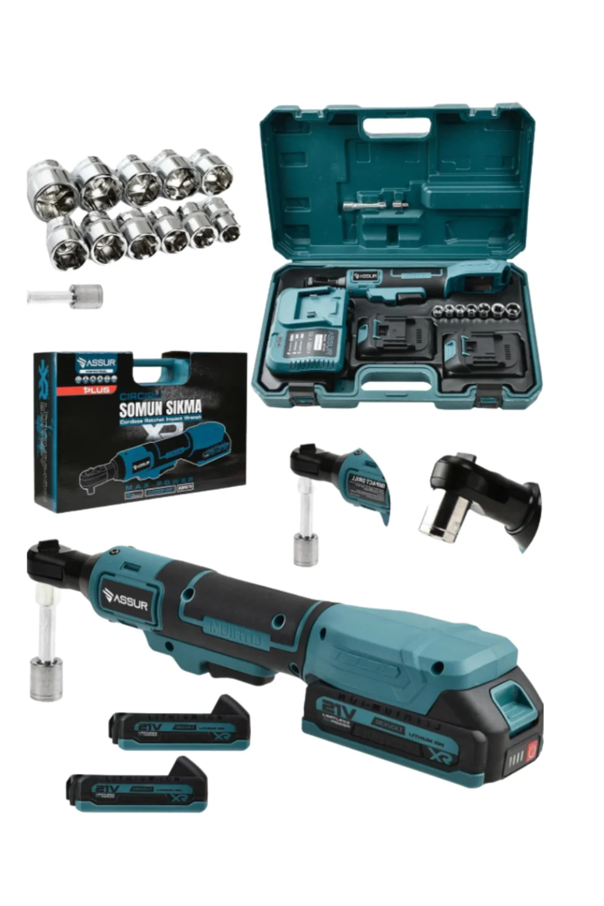 Yandan Sıkma Somun Sökme ve Sıkma Akülü Cırcır Anahtarı - Lisinya