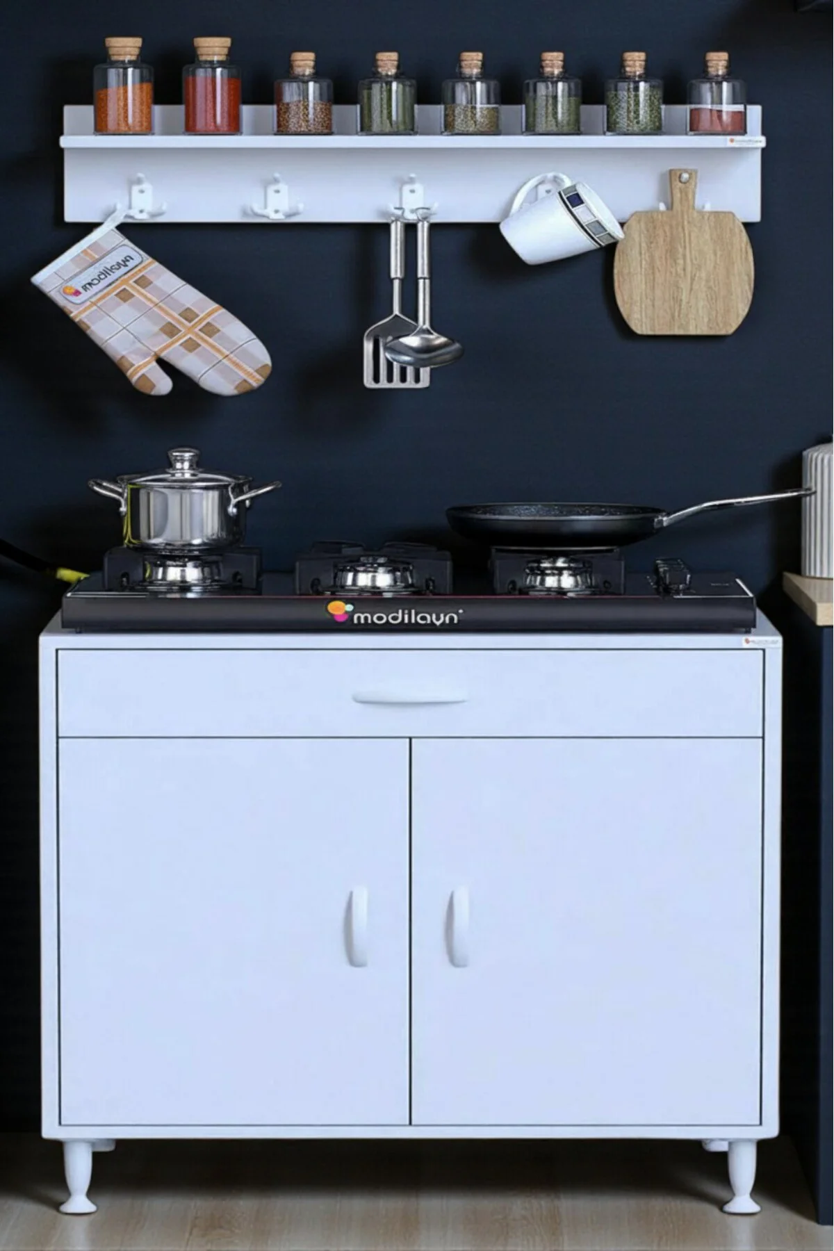 Yankı 56 cm Derinlik 75 cm Genişlikte Dolap Baharat Raflı Set Üst Yankı 56 cm Derinlik 75 cm Genişlikte Dolap Baharat Raflı Set Üst