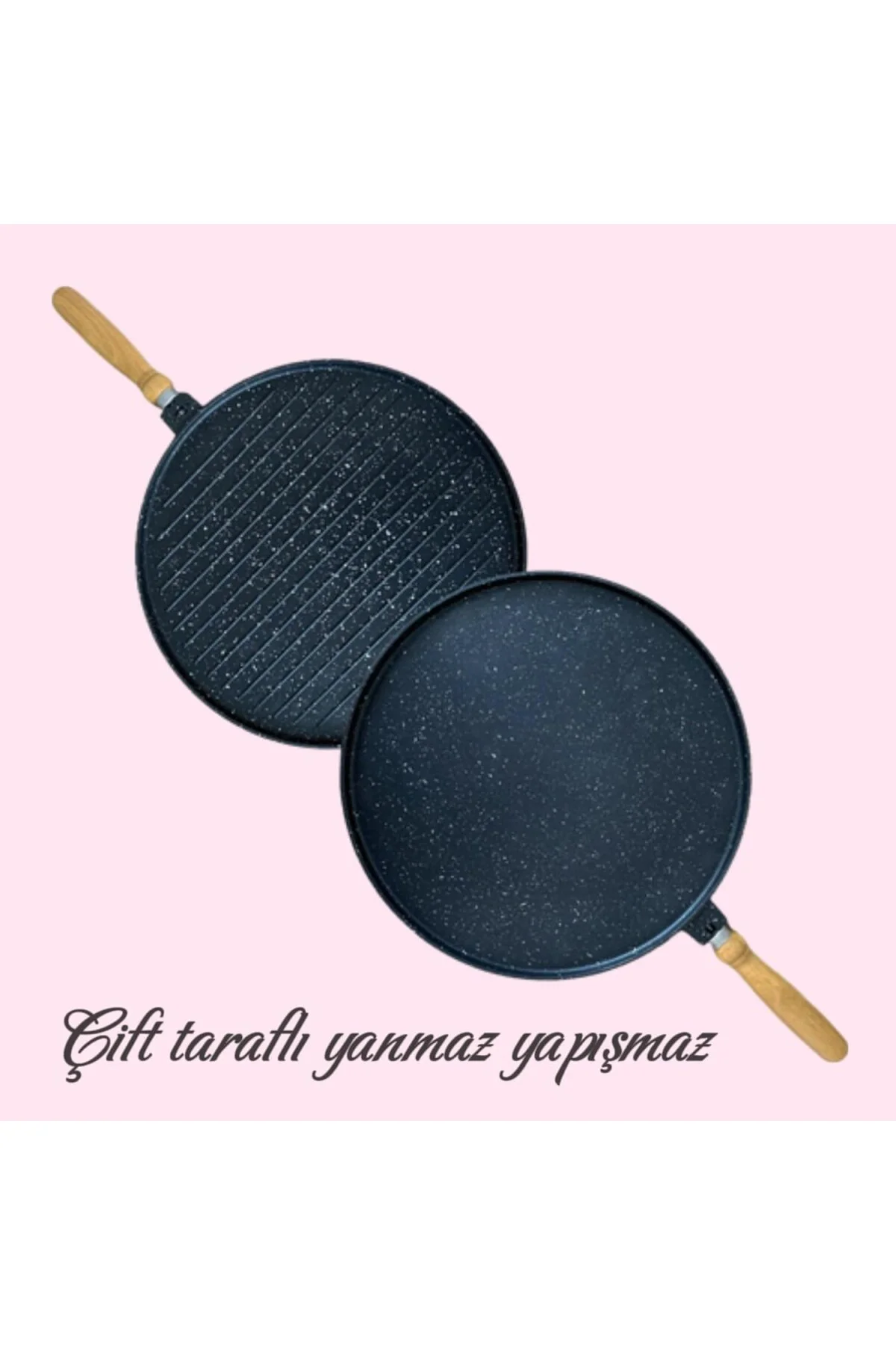 Yanmaz Yapışmaz Granit Kaplama Döküm Çift Taraflı Izgara ve Gözle