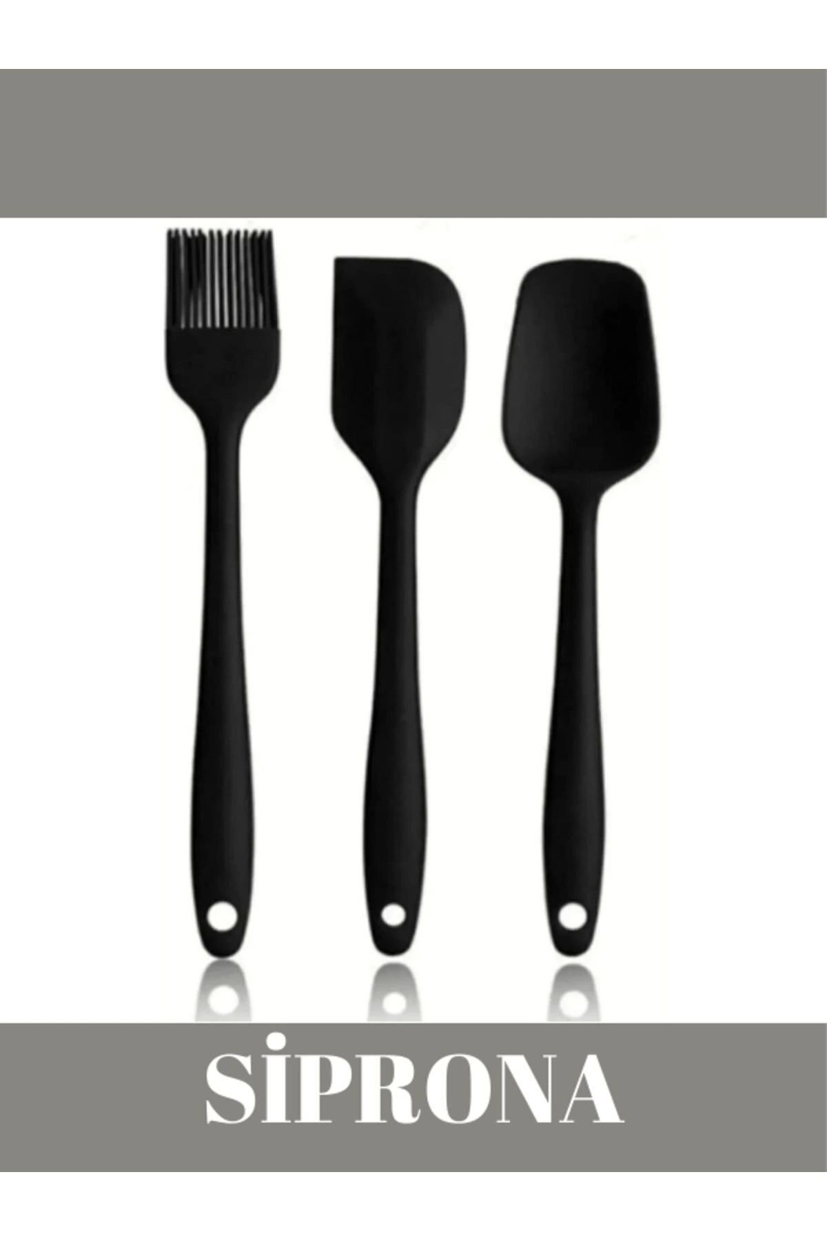 Yanmaz Yapışmaz Silikon 6'lı Pasta, Yumurta Fırçası, Kaşık Bıçak,