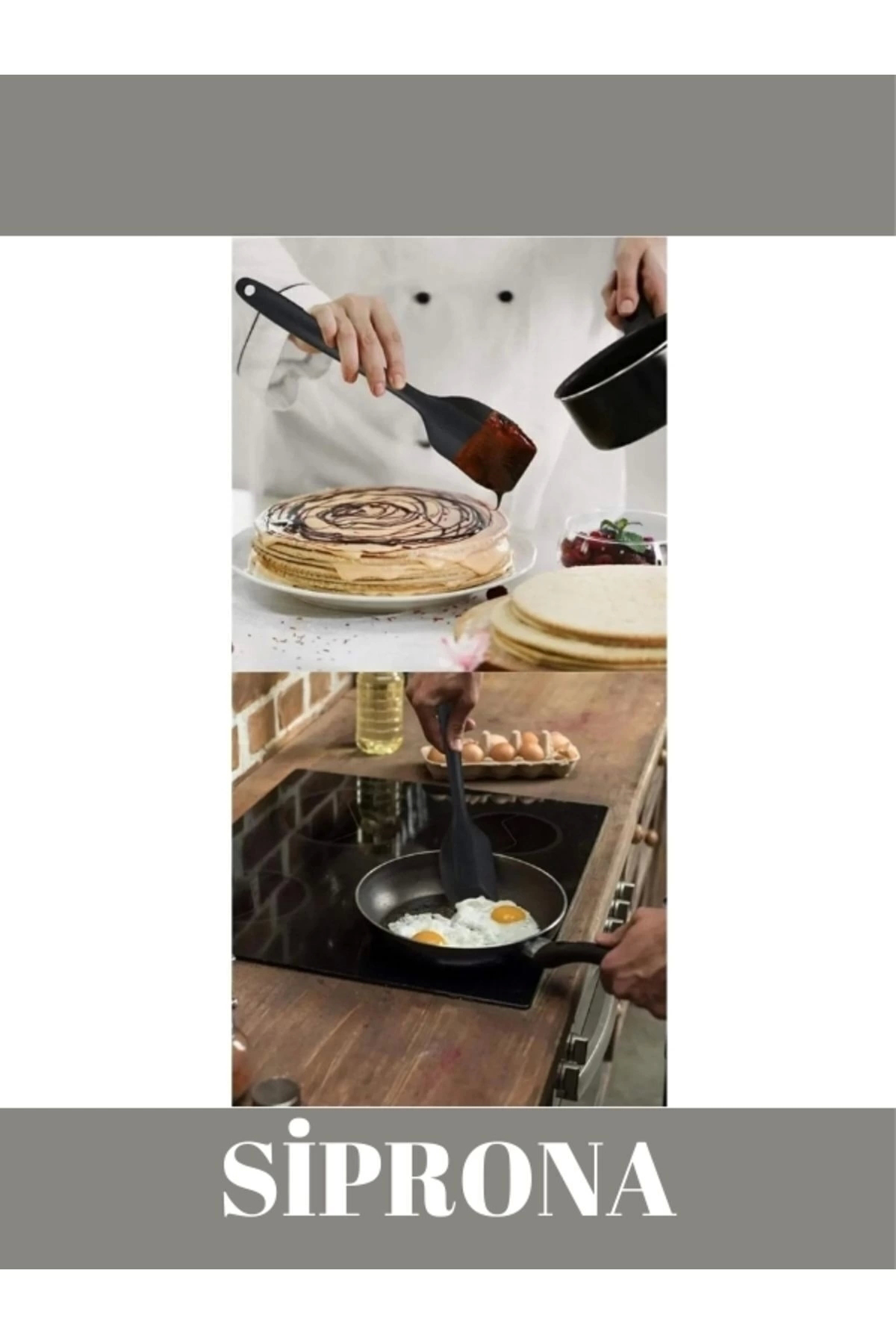 Yanmaz Yapışmaz Silikon 6'lı Pasta, Yumurta Fırçası, Kaşık Bıçak,