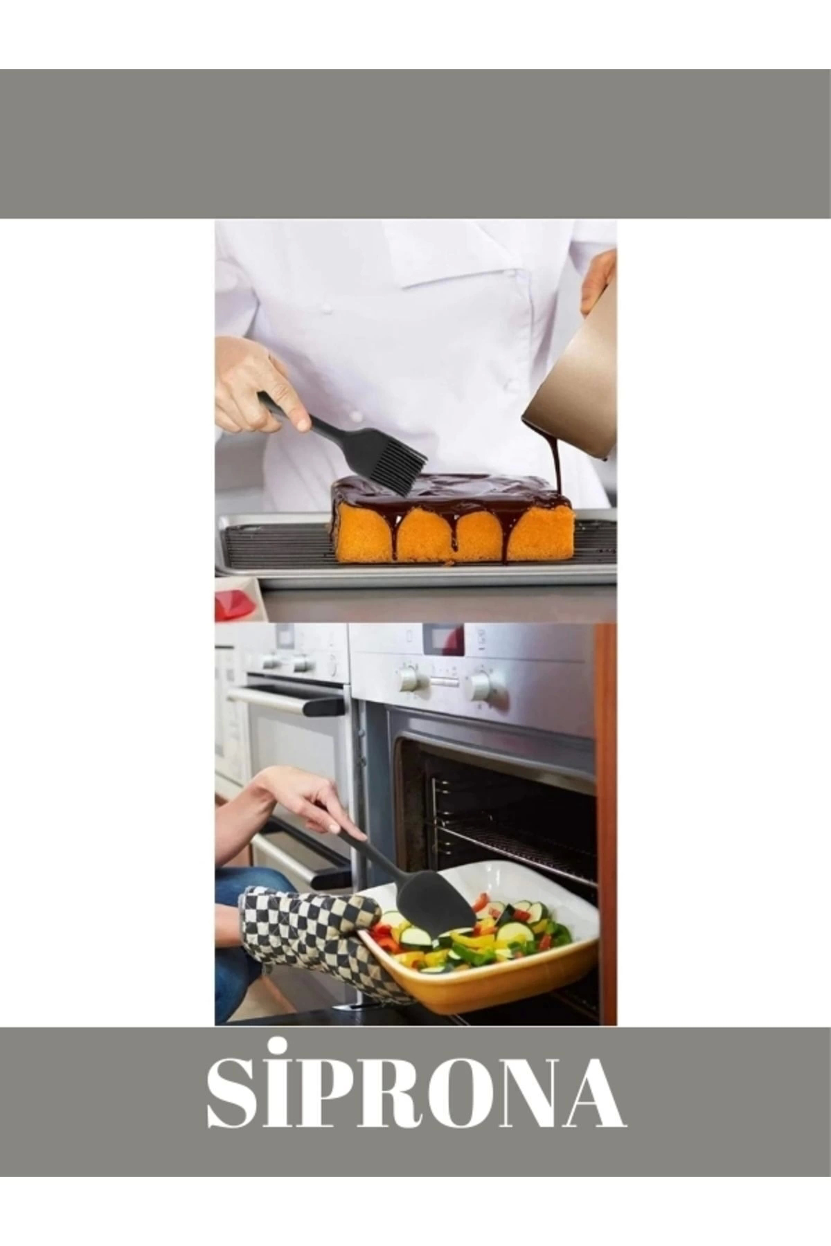 Yanmaz Yapışmaz Silikon 6'lı Pasta, Yumurta Fırçası, Kaşık Bıçak,