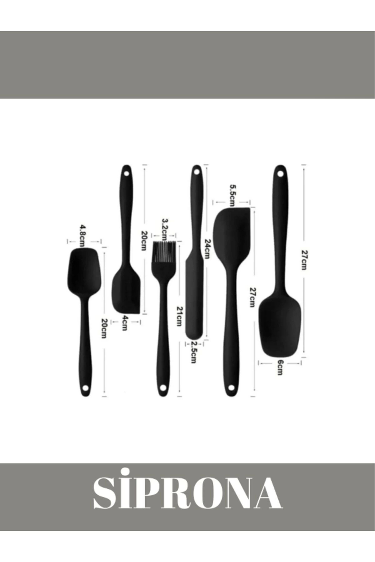 Yanmaz Yapışmaz Silikon 6'lı Pasta, Yumurta Fırçası, Kaşık Bıçak,